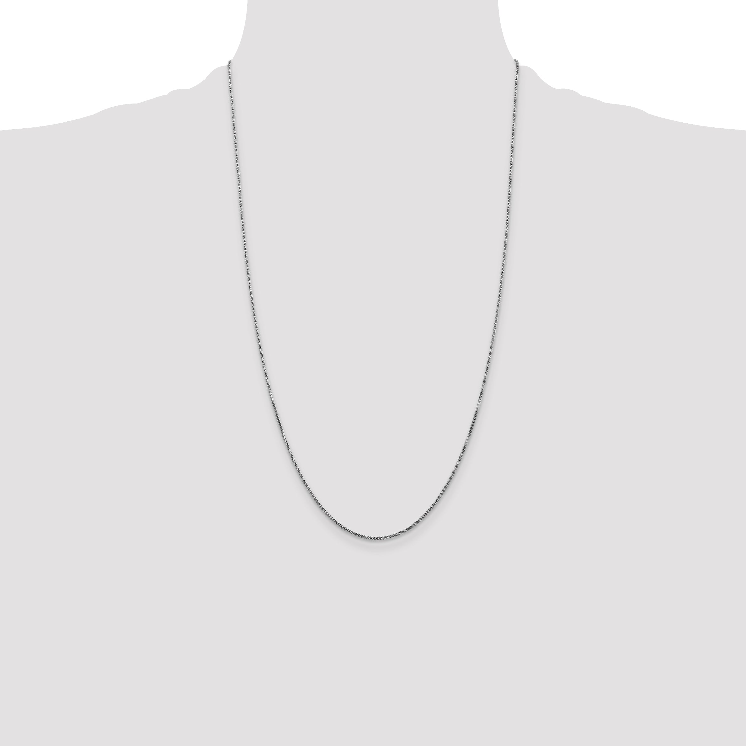 14K White Gold Diamond-Cut Spiga Chain Necklace with Lobster Clasp