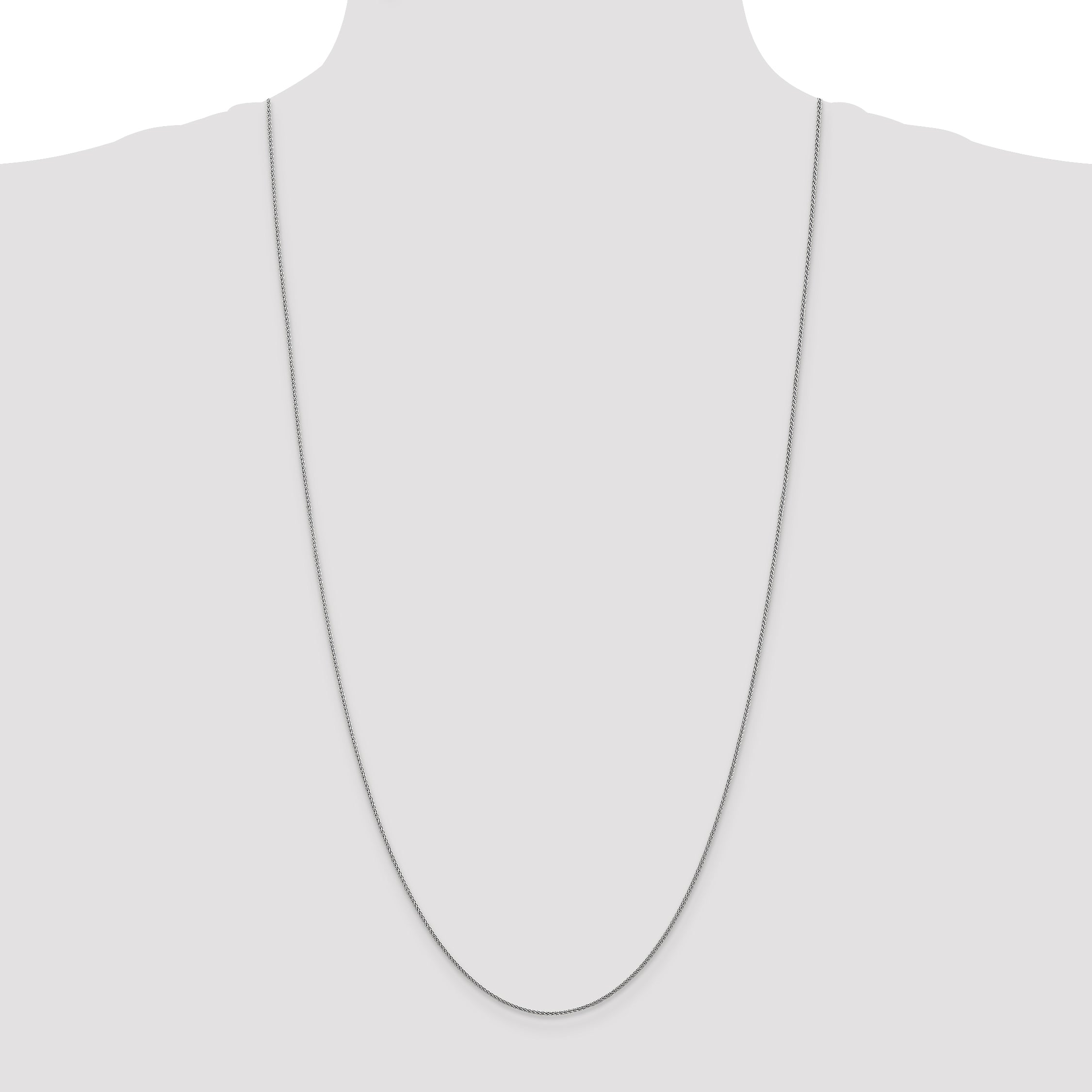 14K White Gold Diamond-Cut Spiga Chain Necklace with Lobster Clasp