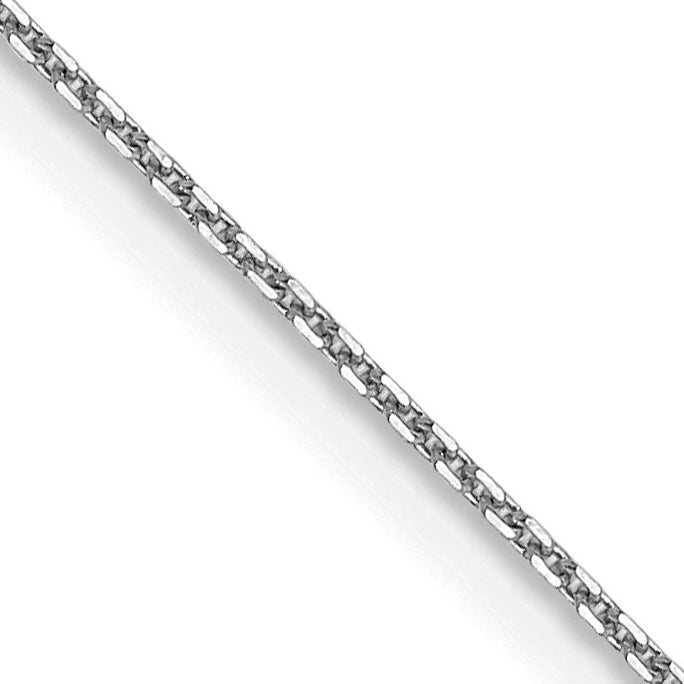14K White Gold 14 inch .8mm Diamond-cut Round Open Link Cable with Lobster Clasp Chain