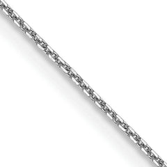 14K White Gold 14 inch .8mm Diamond-cut Round Open Link Cable with Lobster Clasp Chain