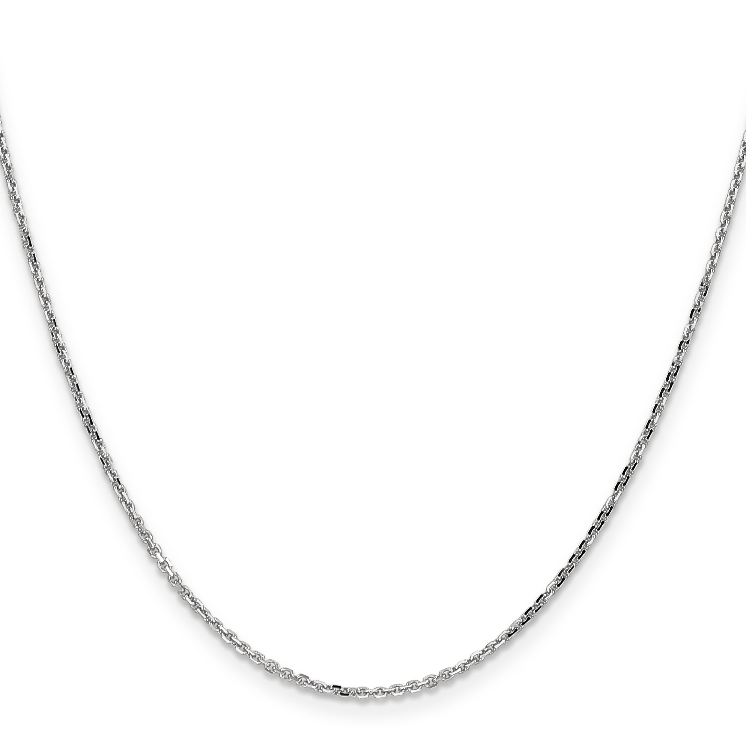 14K White Gold Women's Polished Diamond-Cut Cable Necklace - 14