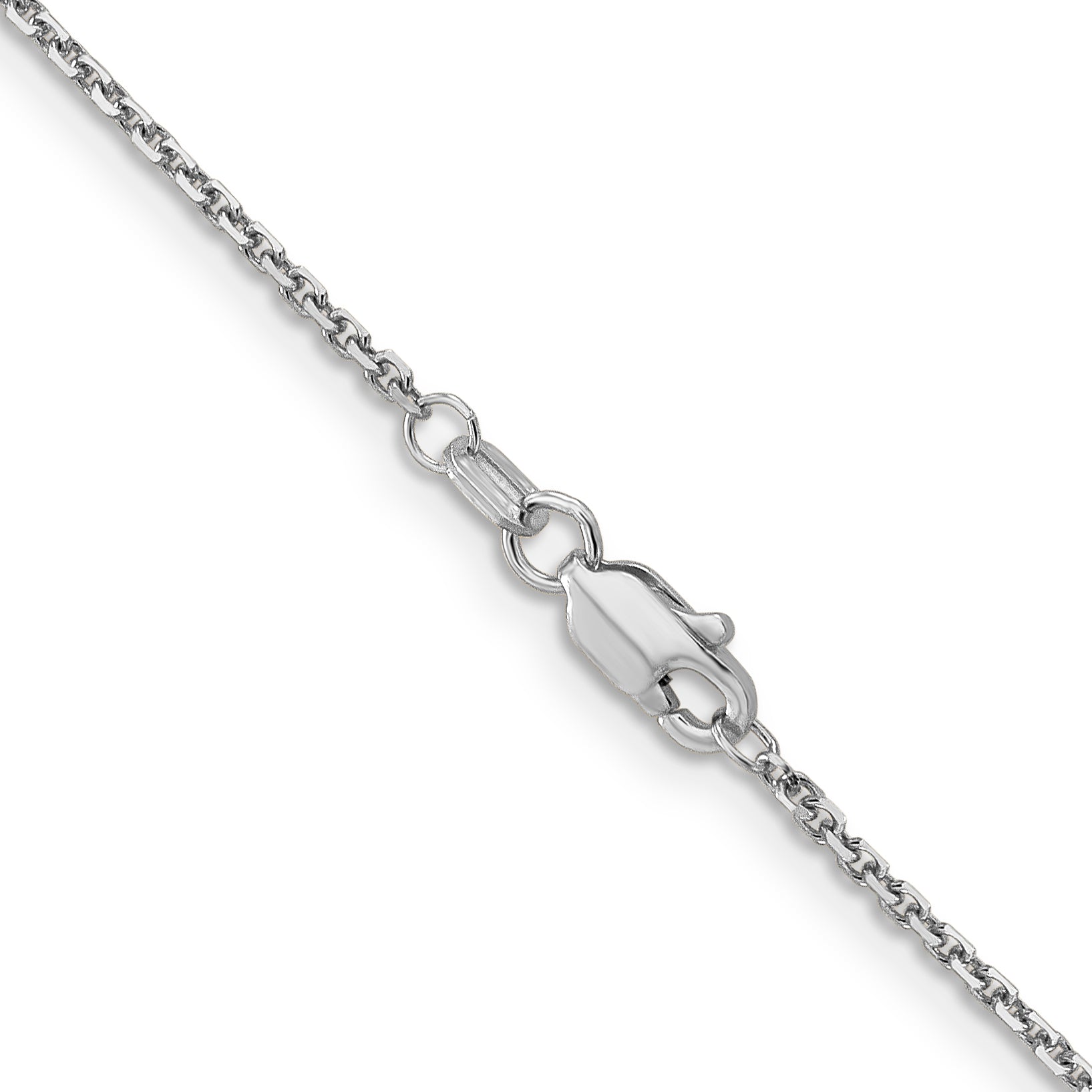 14K White Gold Women's Polished Diamond-Cut Cable Necklace - 14