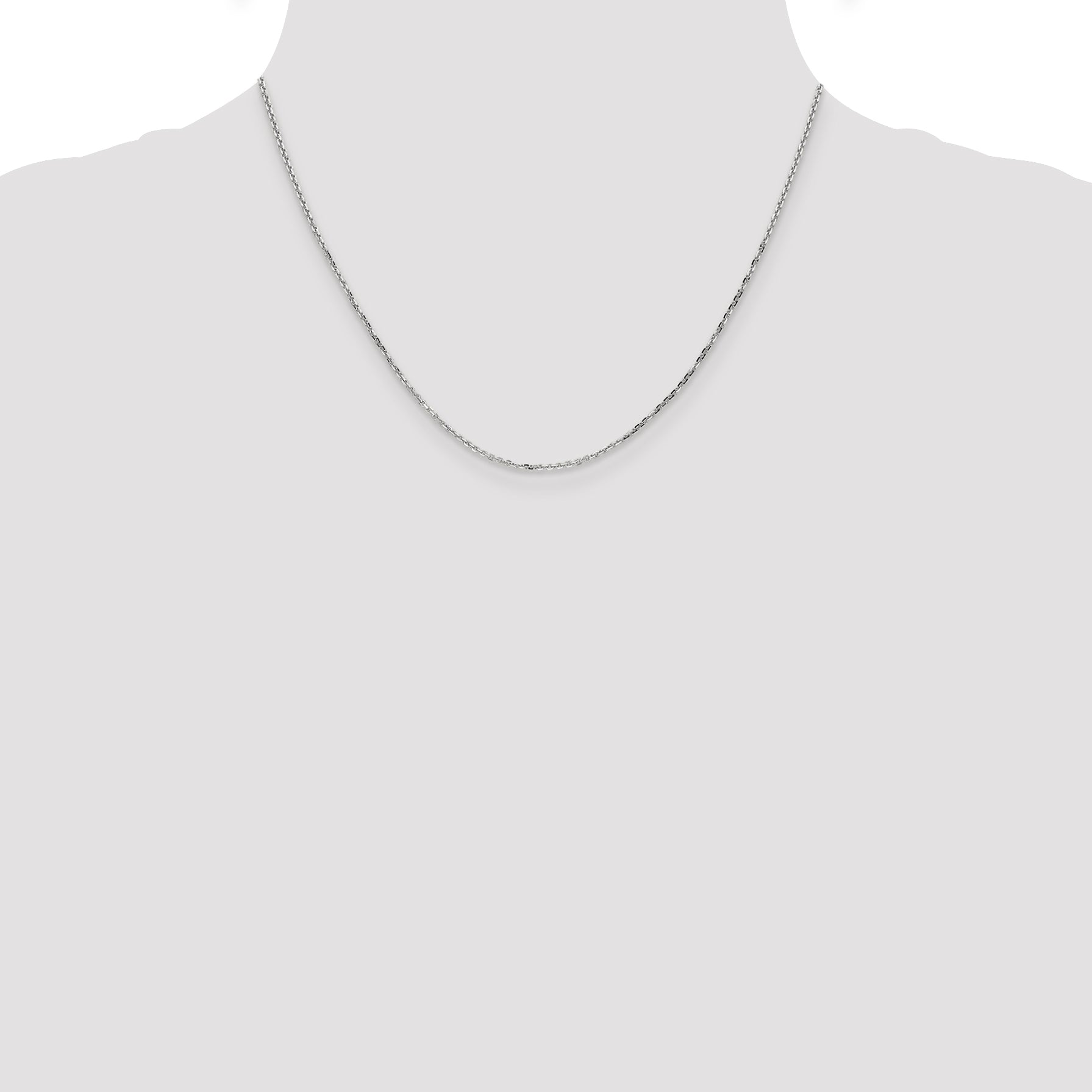14K White Gold Women's Polished Diamond-Cut Cable Necklace - 14
