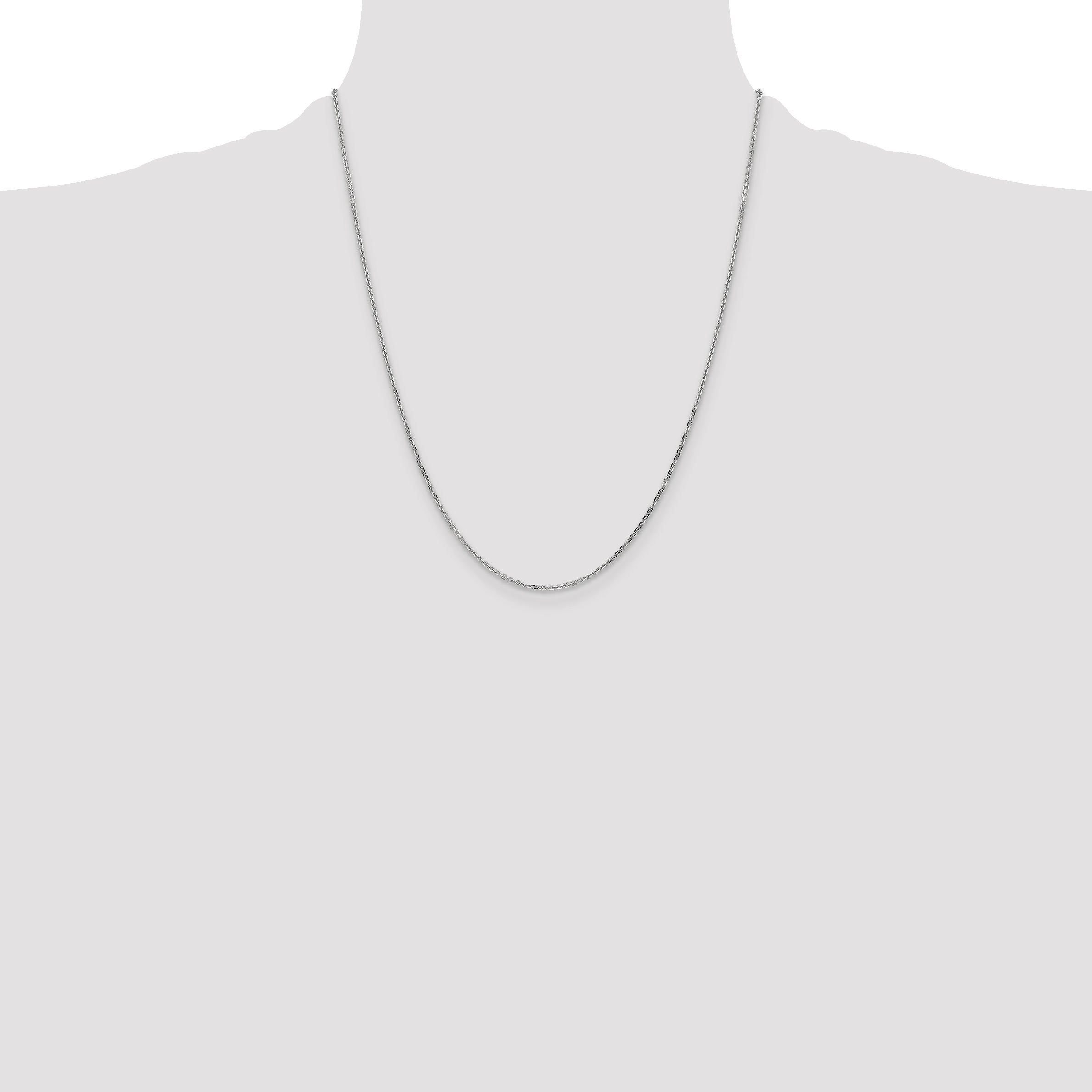 14K White Gold Women's Polished Diamond-Cut Cable Necklace - 14