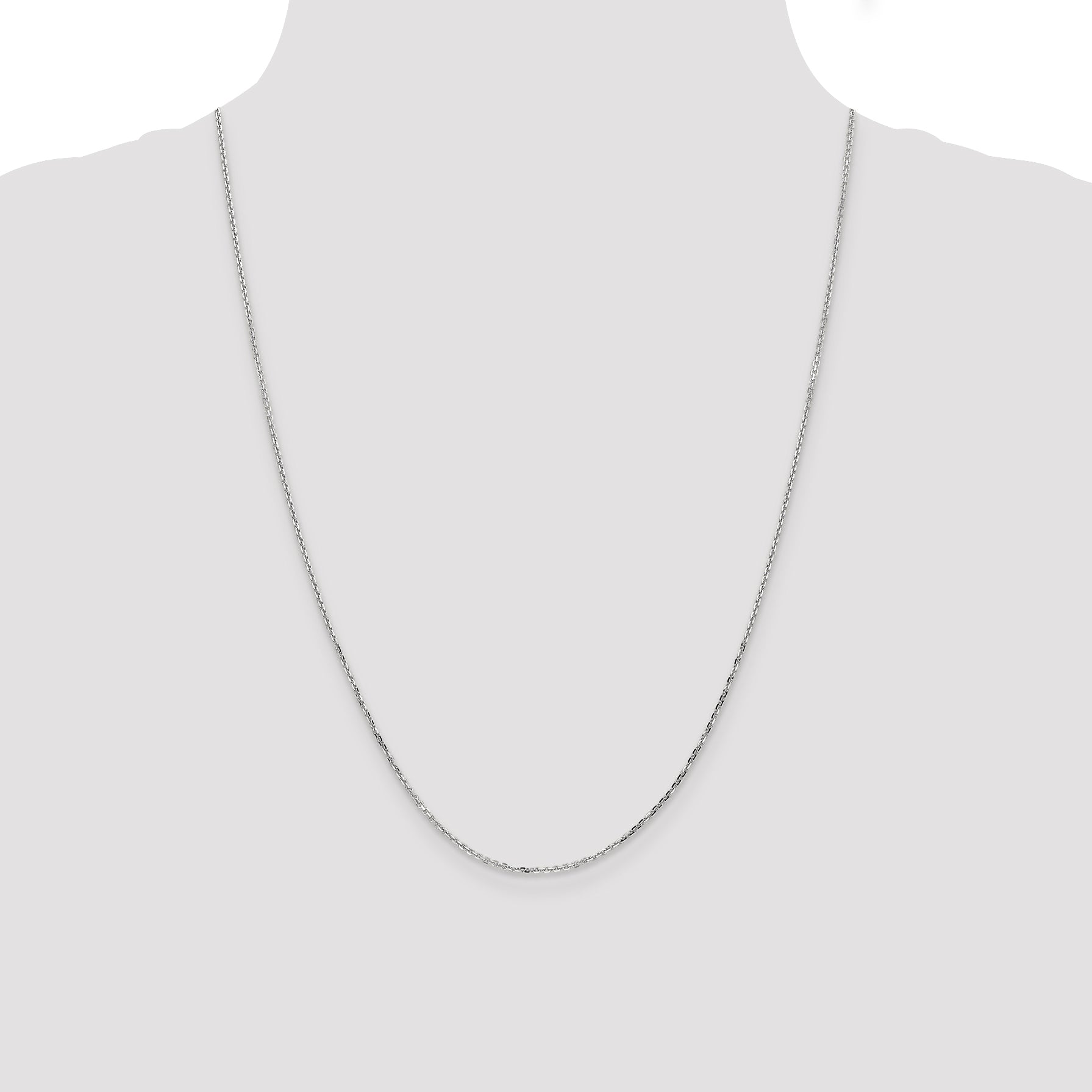 14K White Gold Women's Polished Diamond-Cut Cable Necklace - 14