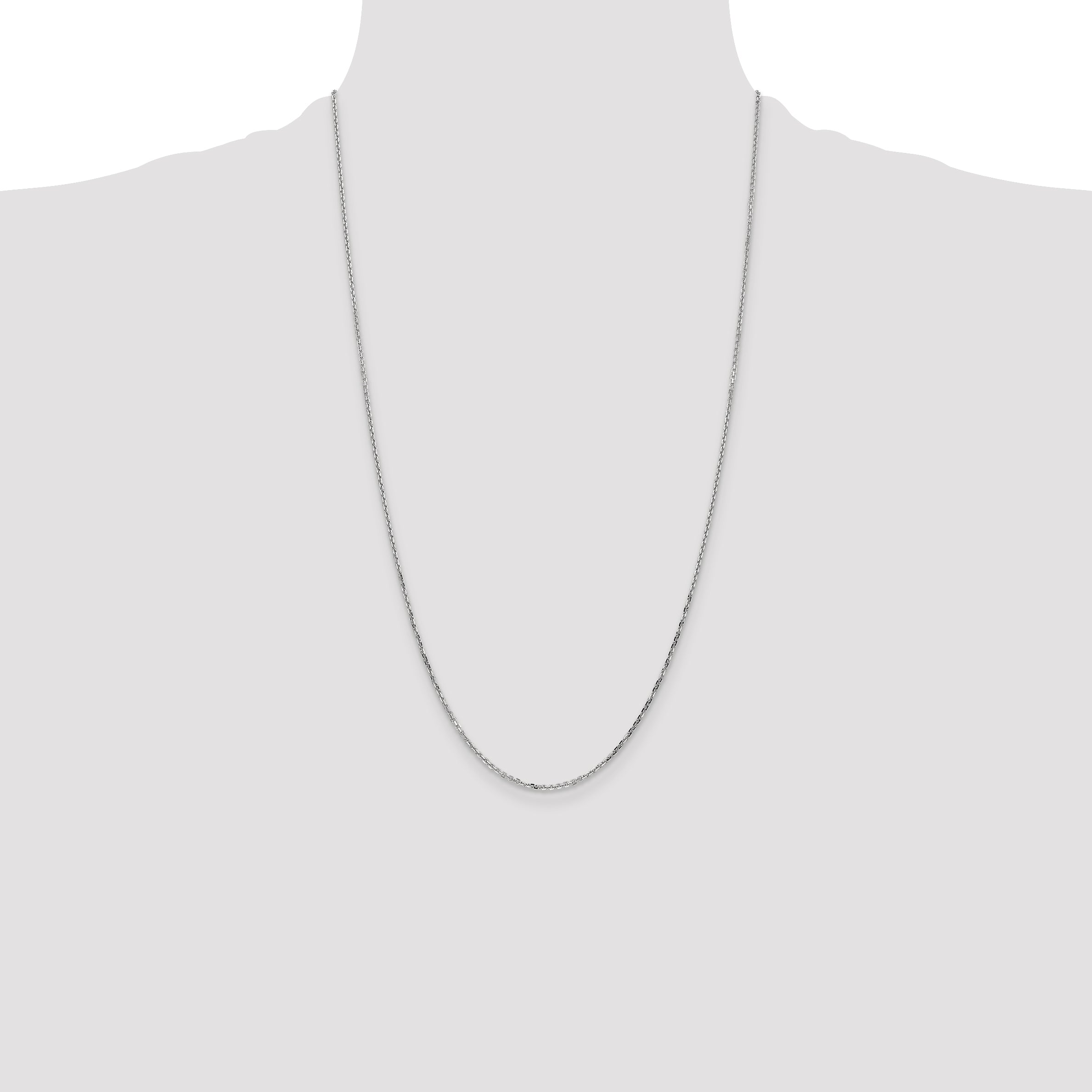 14K White Gold Women's Polished Diamond-Cut Cable Necklace - 14