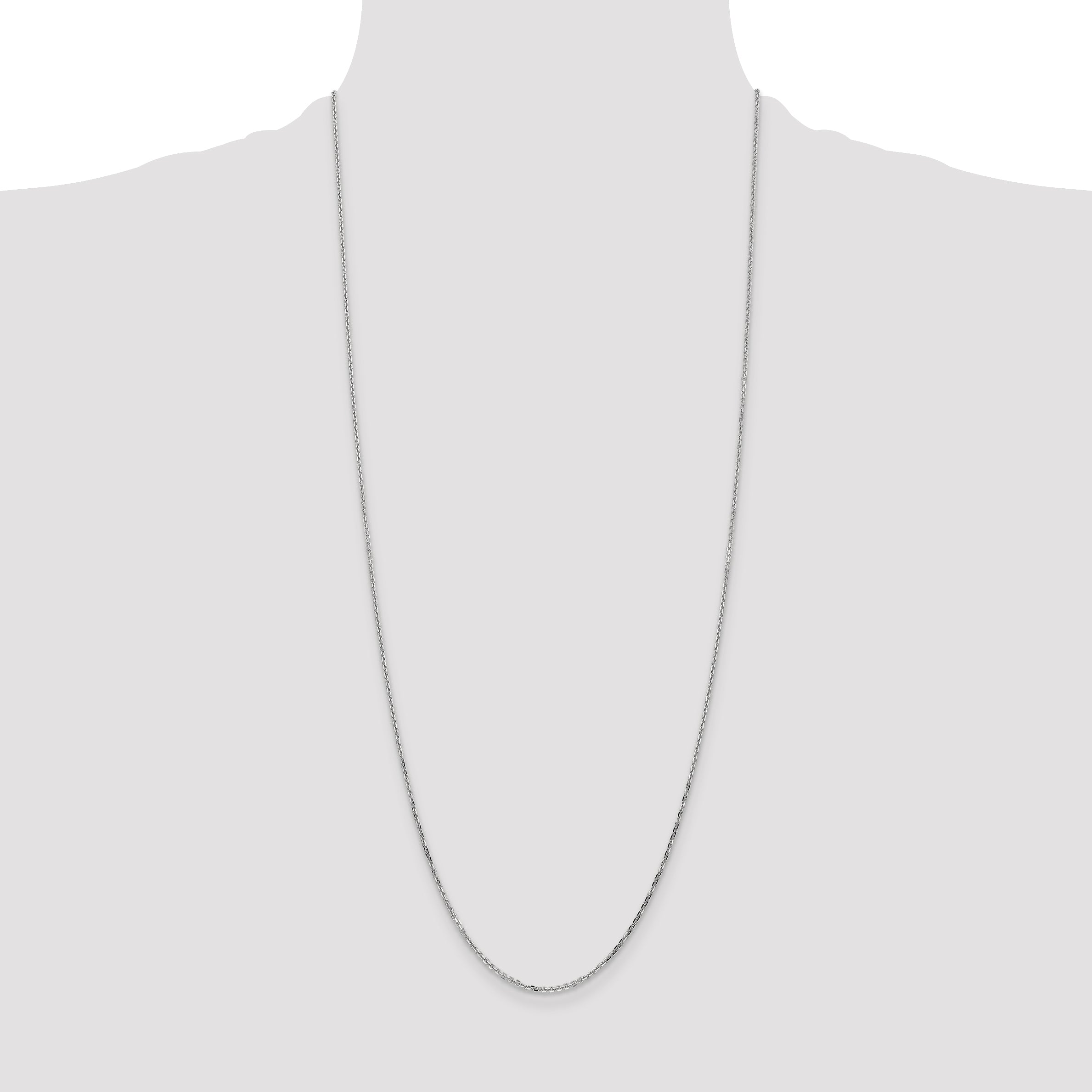 14K White Gold Women's Polished Diamond-Cut Cable Necklace - 14