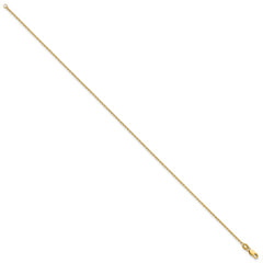 14K 10 inch 1.4mm Diamond-cut Round Open Link Cable with Lobster Clasp Anklet