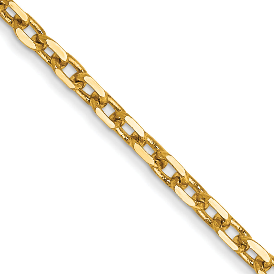 14K 30 inch 1.8mm Diamond-cut Round Open Link Cable with Lobster Clasp Chain Main image