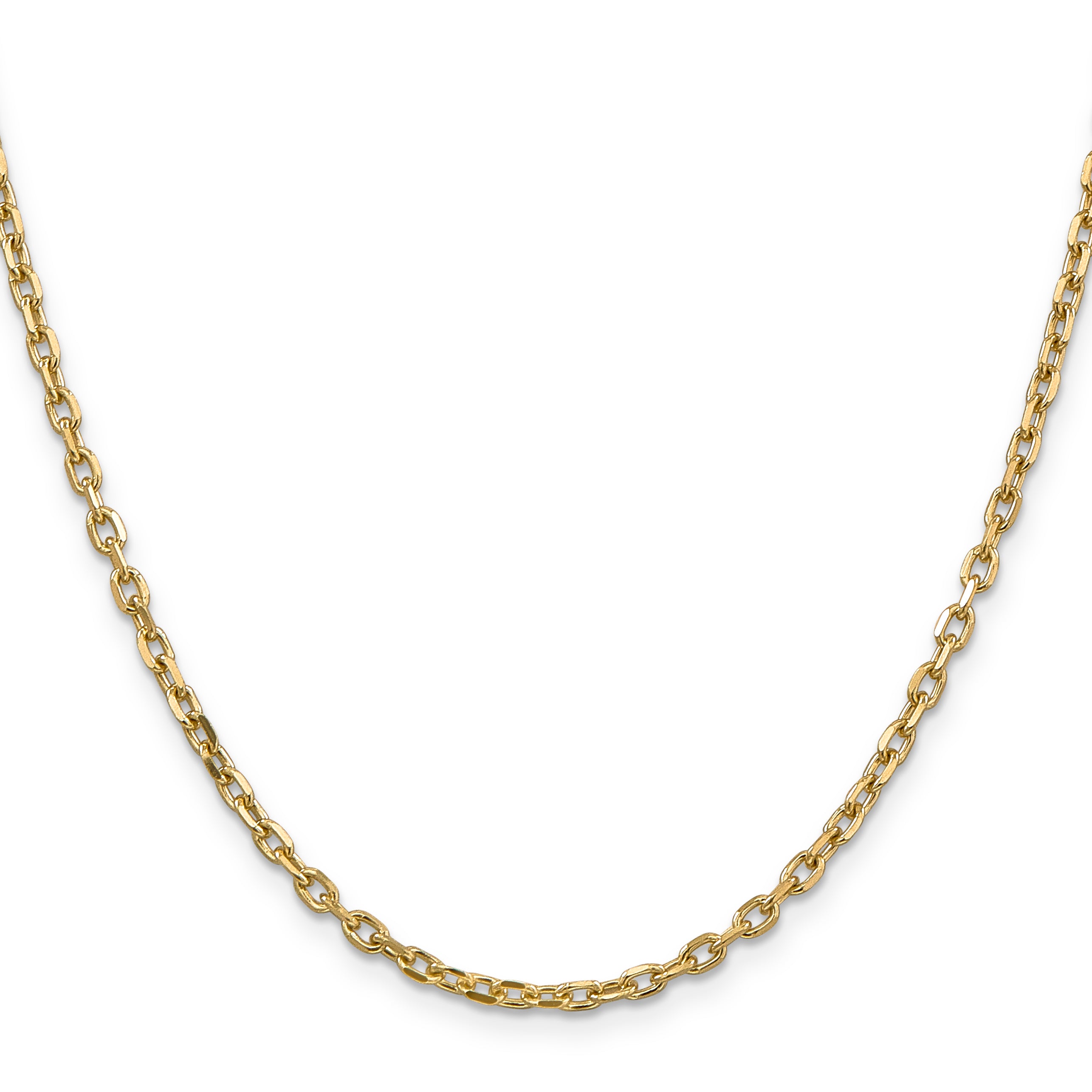 Sophia Jewelers 14K Gold Polished Diamond-Cut Cable Necklace for Women