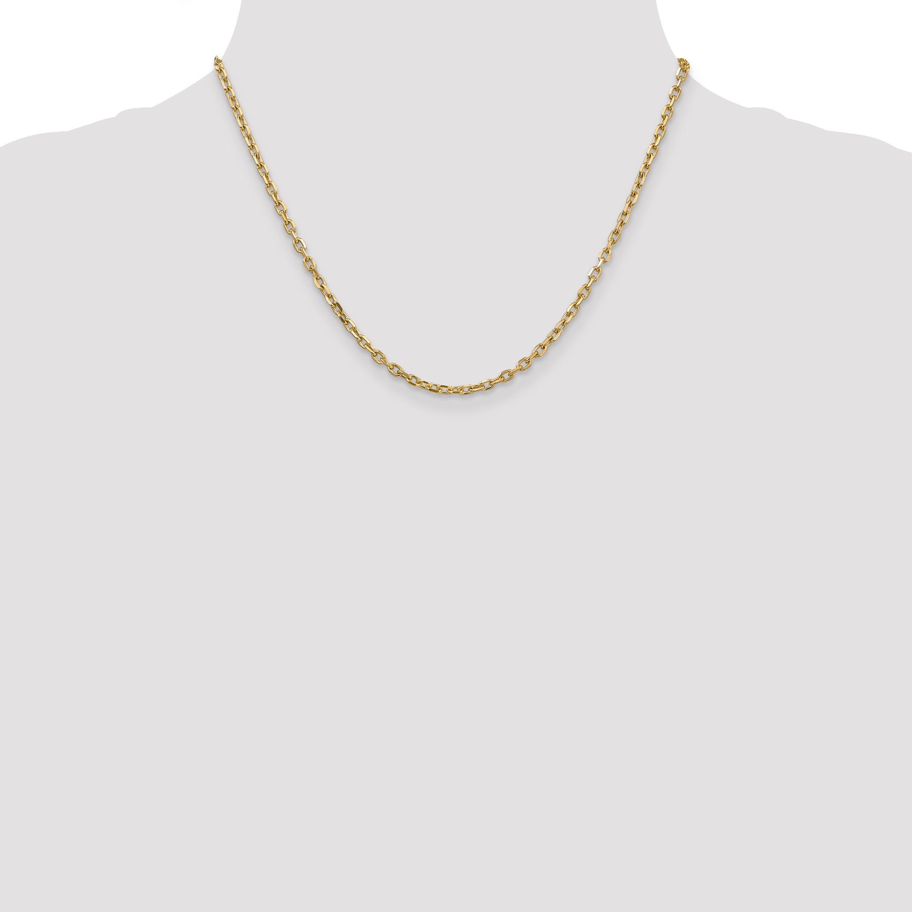 Sophia Jewelers 14K Gold Polished Diamond-Cut Cable Necklace for Women