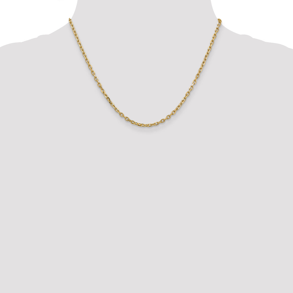 Sophia Jewelers 14K Gold Polished Diamond-Cut Cable Necklace for Women