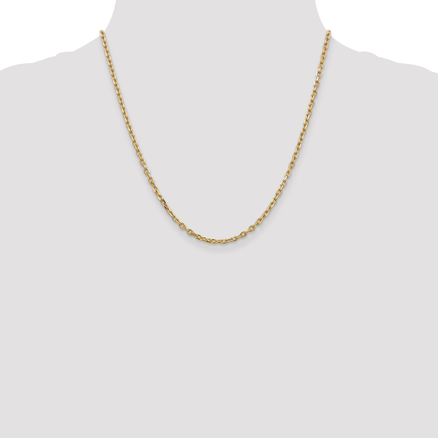 Sophia Jewelers 14K Gold Polished Diamond-Cut Cable Necklace for Women