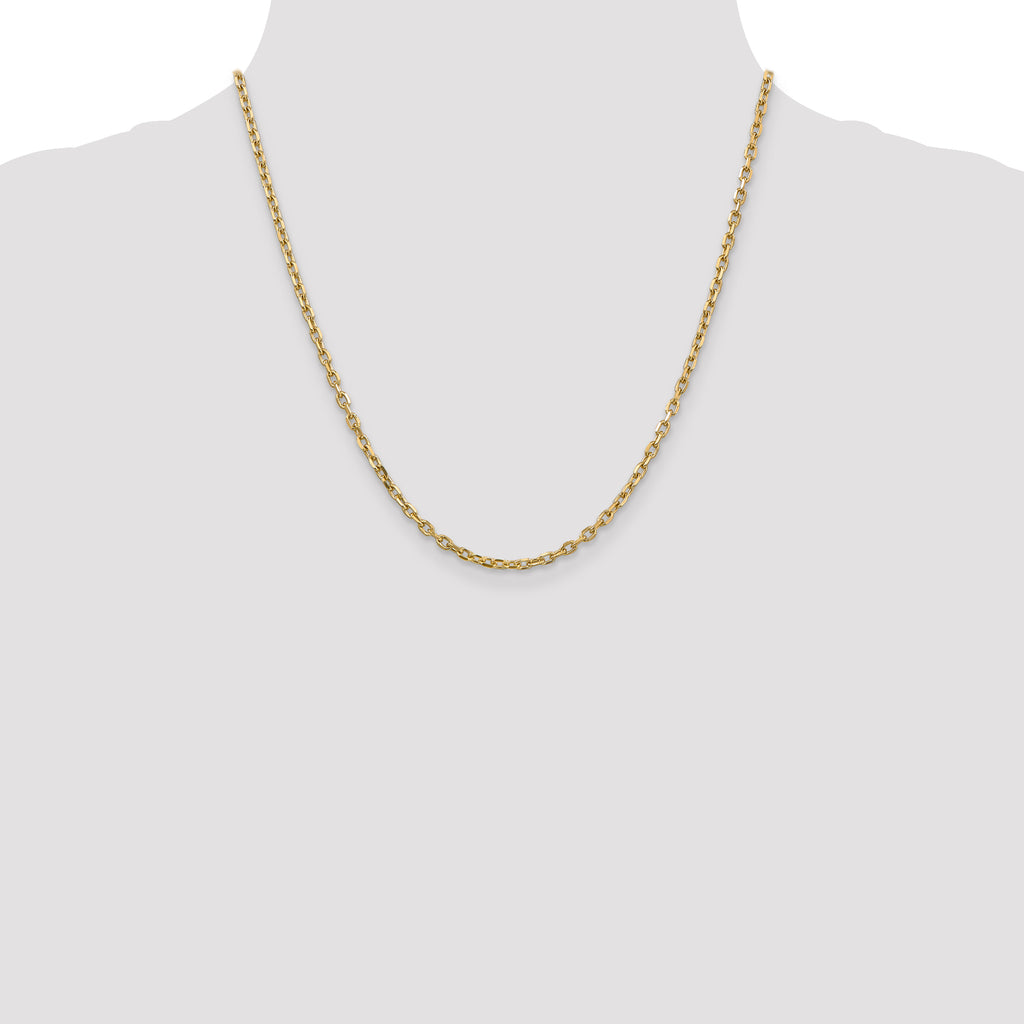 Sophia Jewelers 14K Gold Polished Diamond-Cut Cable Necklace for Women