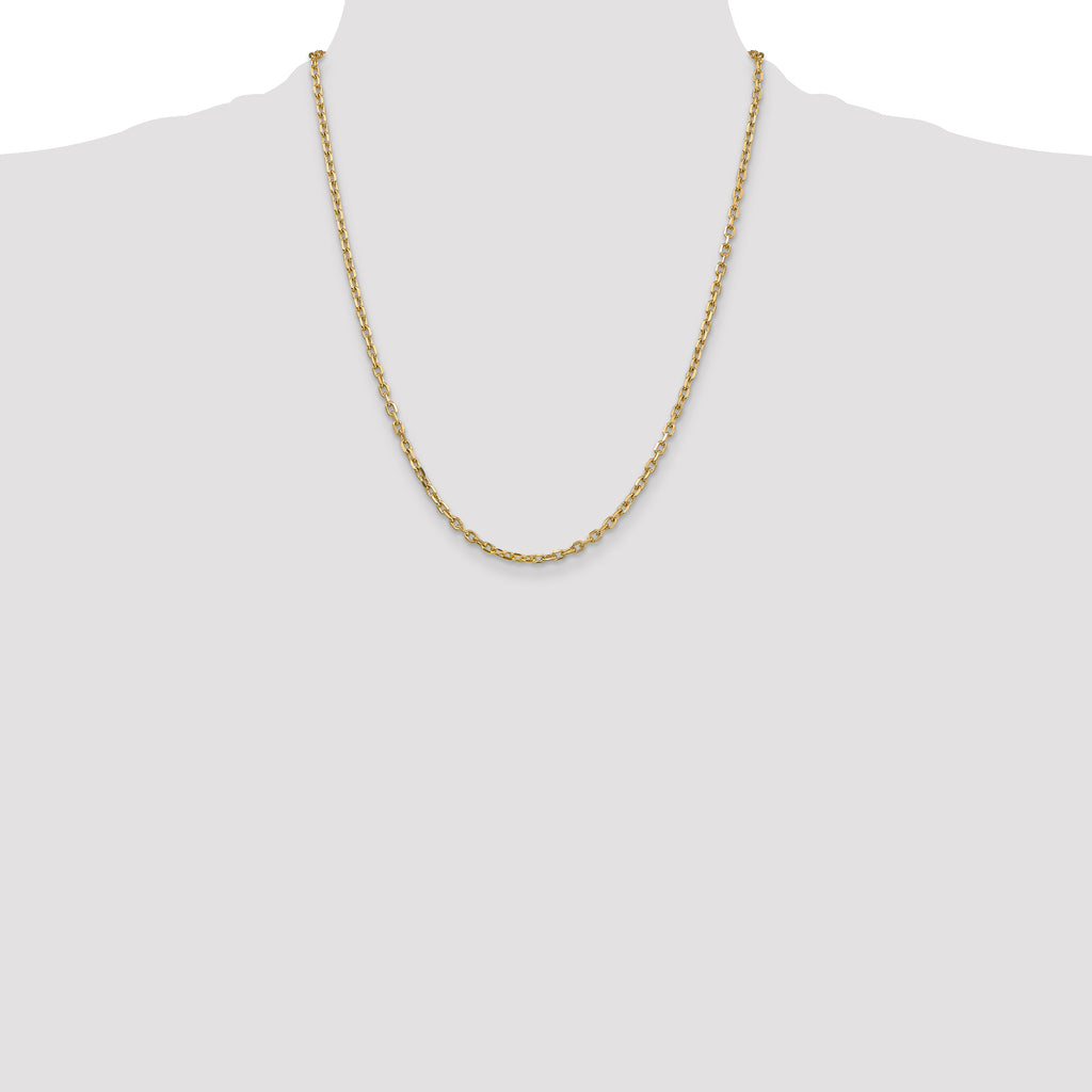 Sophia Jewelers 14K Gold Polished Diamond-Cut Cable Necklace for Women