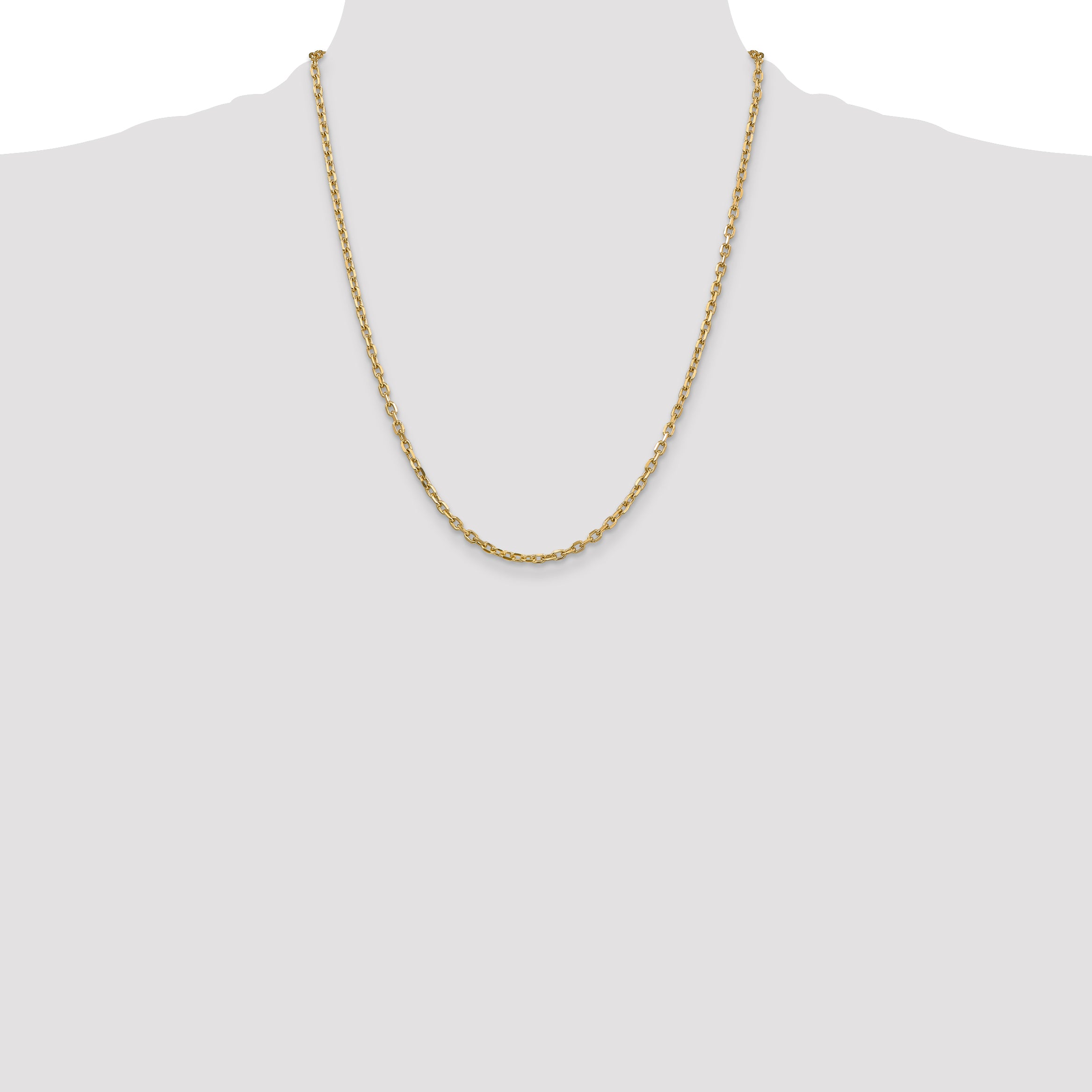 Sophia Jewelers 14K Gold Polished Diamond-Cut Cable Necklace for Women