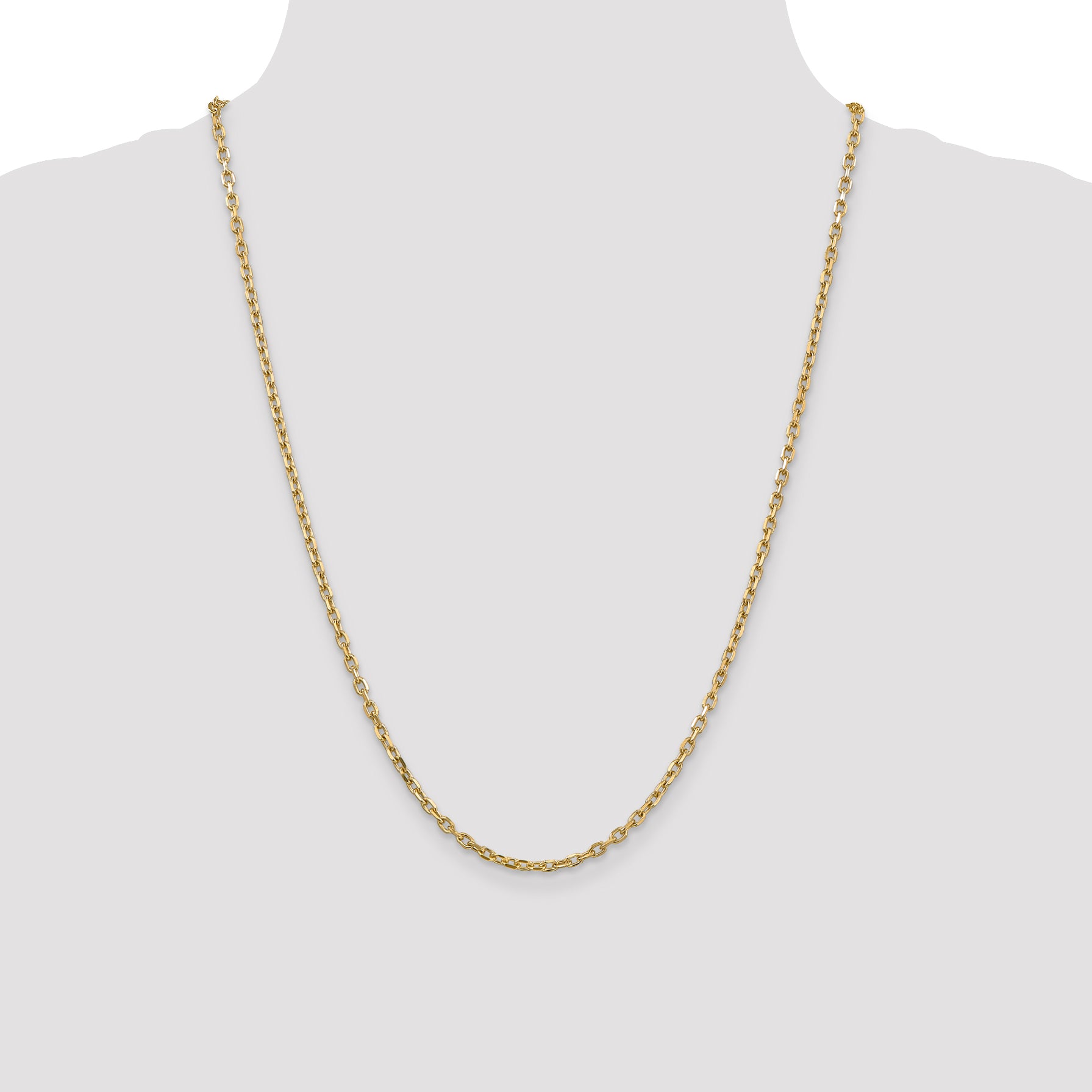 Sophia Jewelers 14K Gold Polished Diamond-Cut Cable Necklace for Women