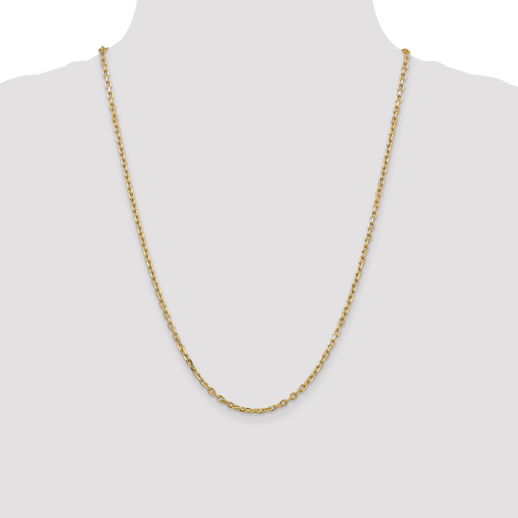Sophia Jewelers 14K Gold Polished Diamond-Cut Cable Necklace for Women