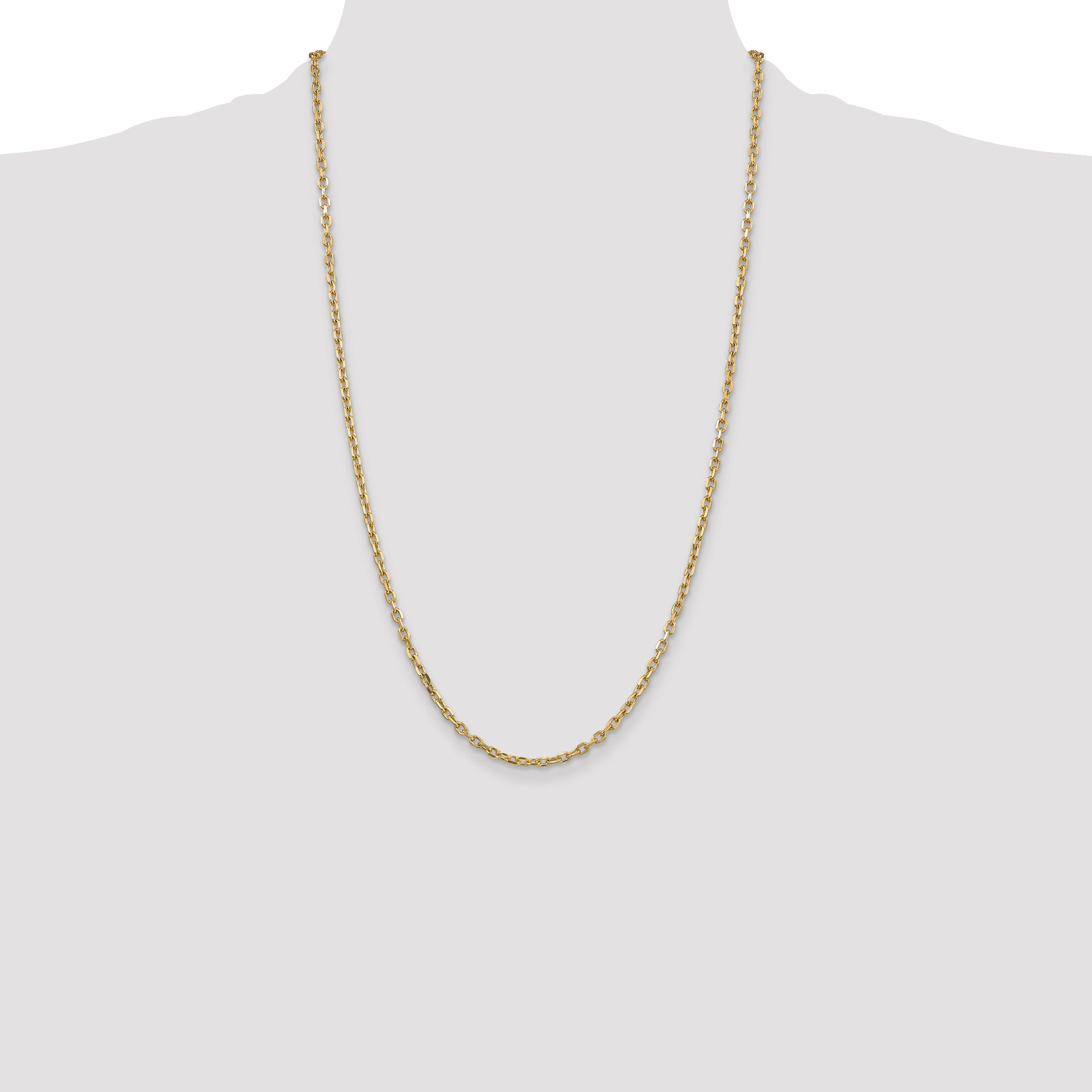 Sophia Jewelers 14K Gold Polished Diamond-Cut Cable Necklace for Women