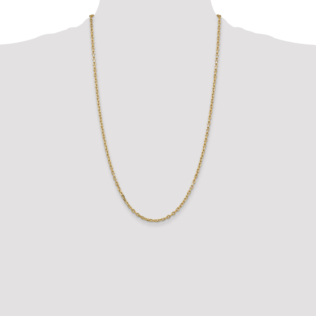 Sophia Jewelers 14K Gold Polished Diamond-Cut Cable Necklace for Women