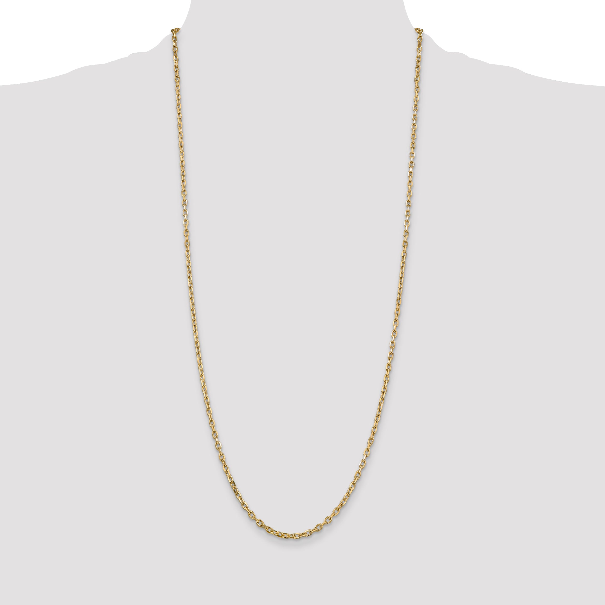 Sophia Jewelers 14K Gold Polished Diamond-Cut Cable Necklace for Women