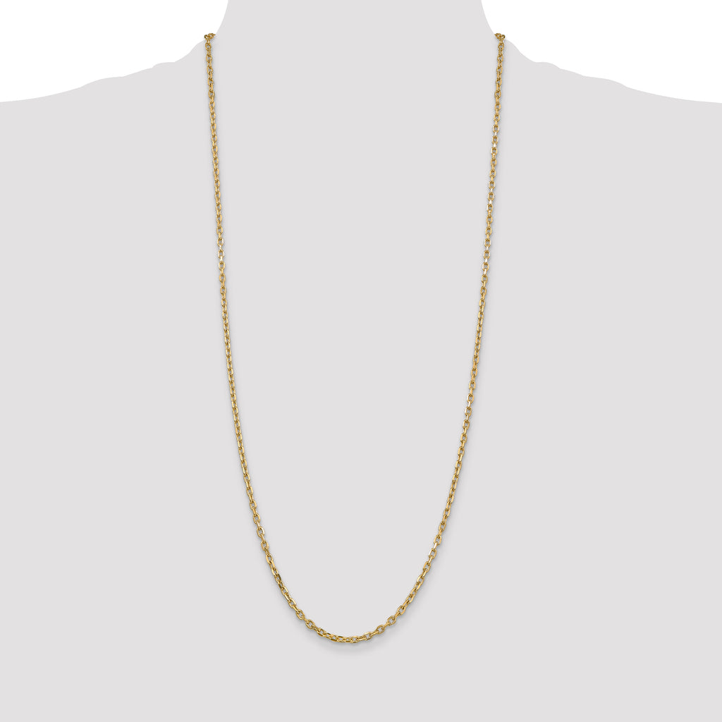 Sophia Jewelers 14K Gold Polished Diamond-Cut Cable Necklace for Women