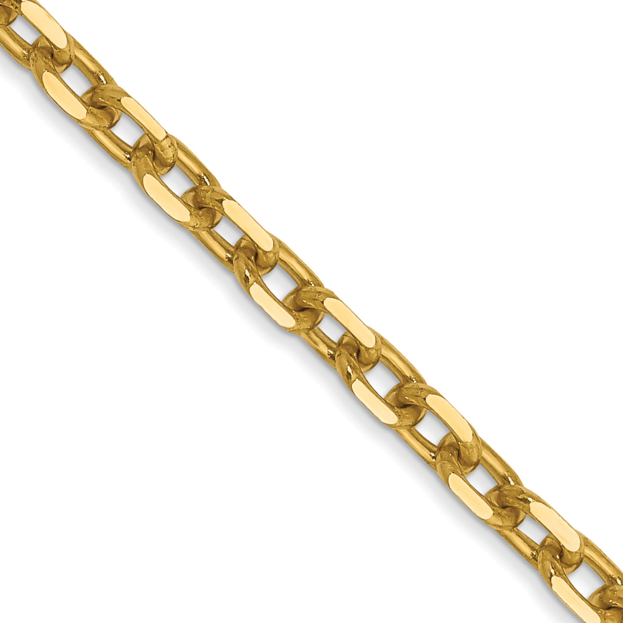 14K 30 inch 4mm Diamond-cut Round Open Link Cable with Lobster Clasp Chain Main image