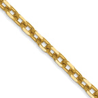 14K 30 inch 4mm Diamond-cut Round Open Link Cable with Lobster Clasp Chain