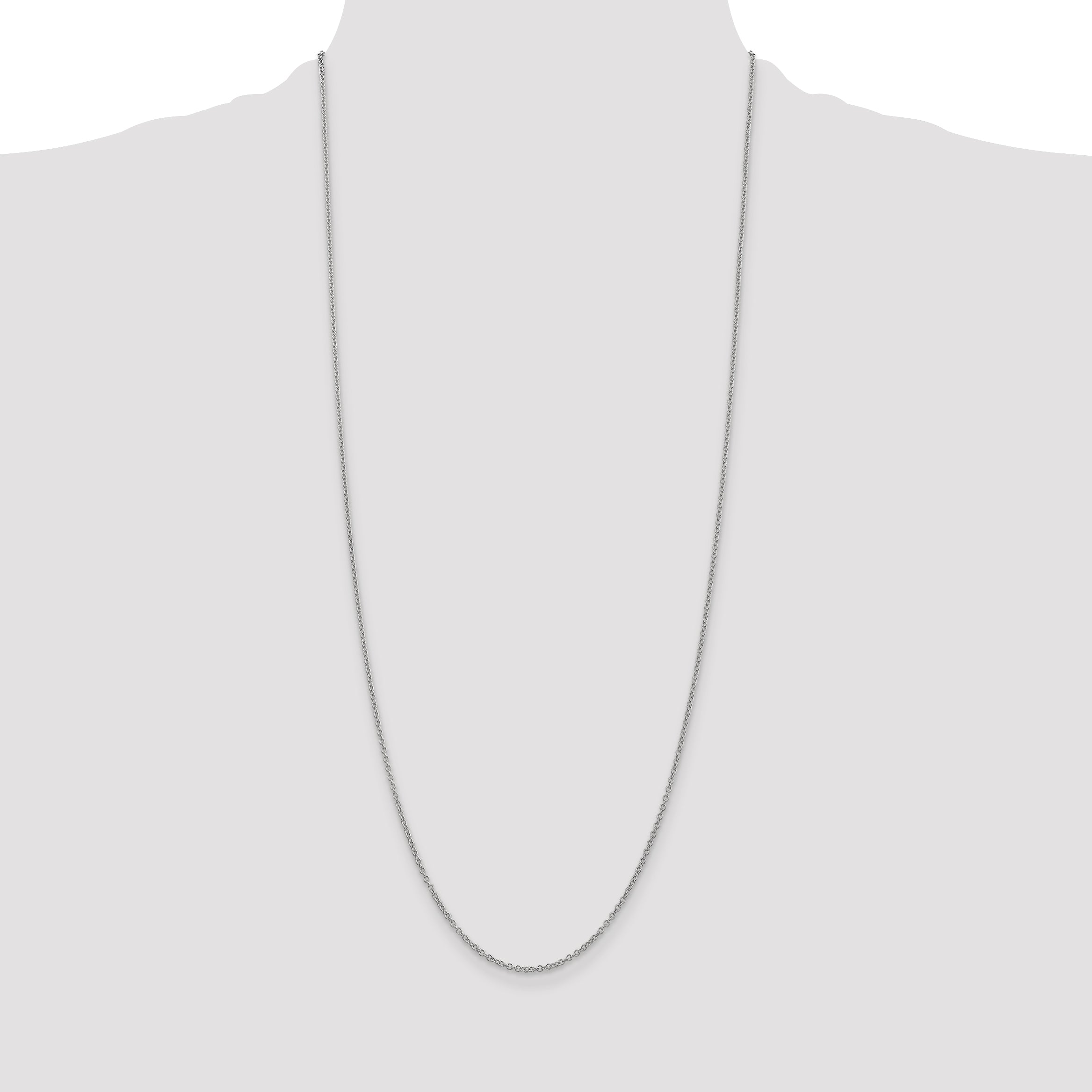 14K White Gold Polished Cable Chain Necklace with Lobster Clasp