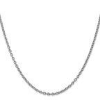 14K White Gold Polished Cable Necklace with Rhodium Finish