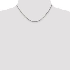 14K White Gold Polished Cable Necklace with Rhodium Finish