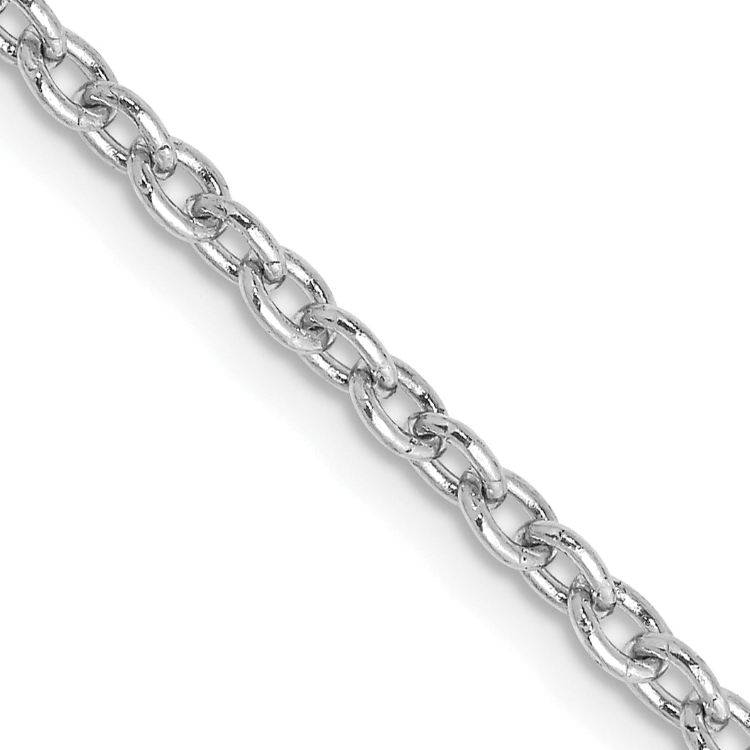 14K White Gold 30 inch 2.4mm Round Open Link Cable with Lobster Clasp Chain Main image