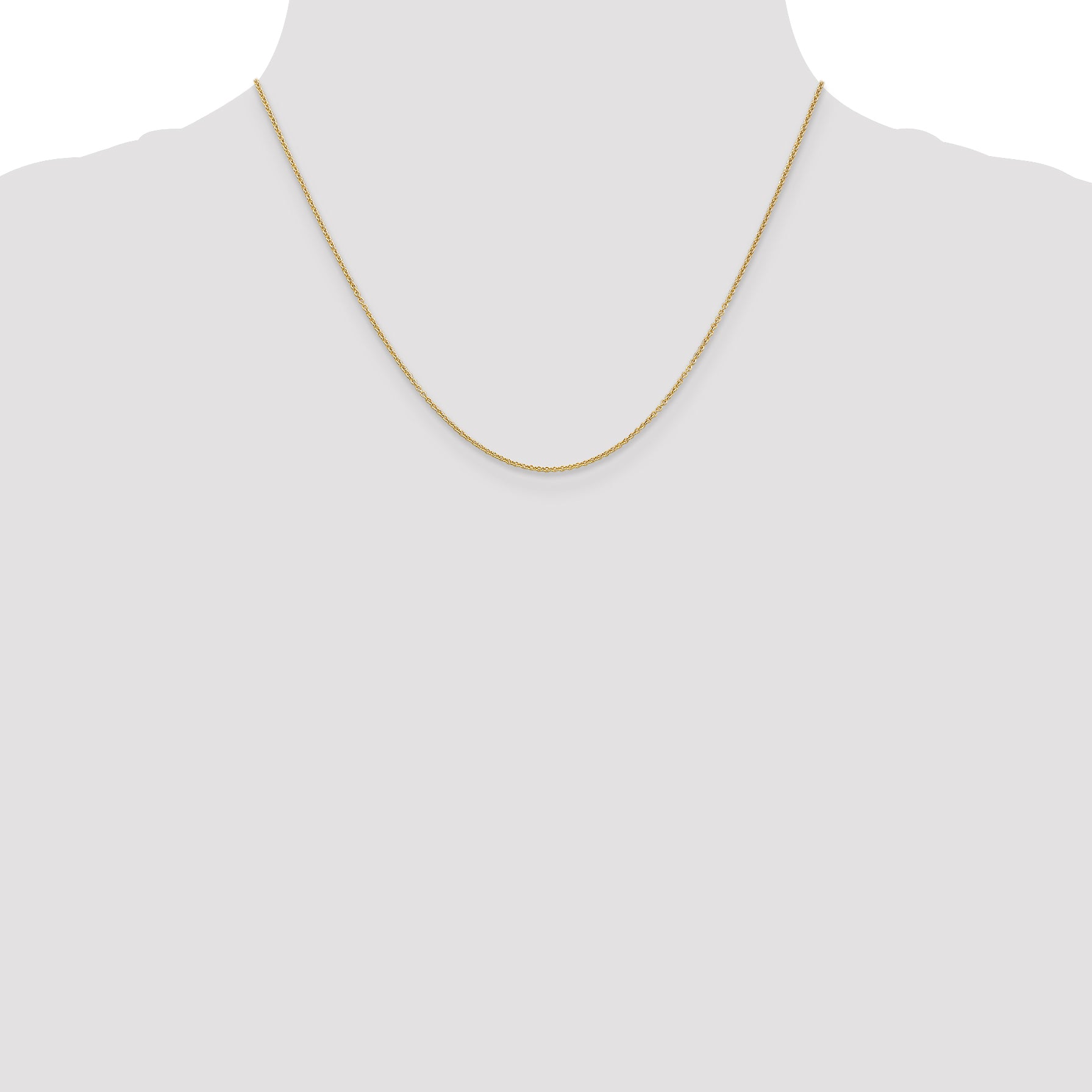 14K Gold Polished Cable Chain Necklace for Women with Lobster Clasp - 14