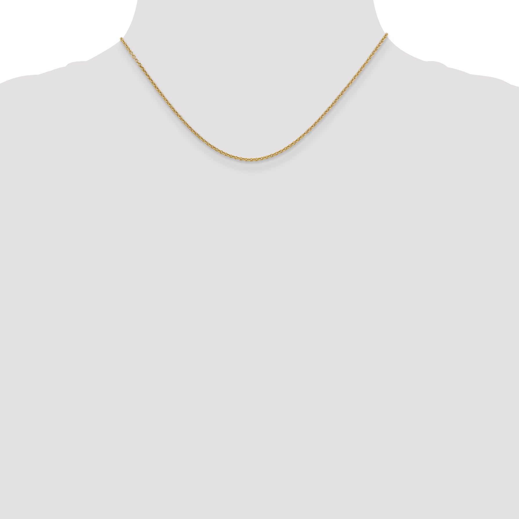 14K Gold Polished Cable Chain Necklace with Lobster Clasp for Women - 16