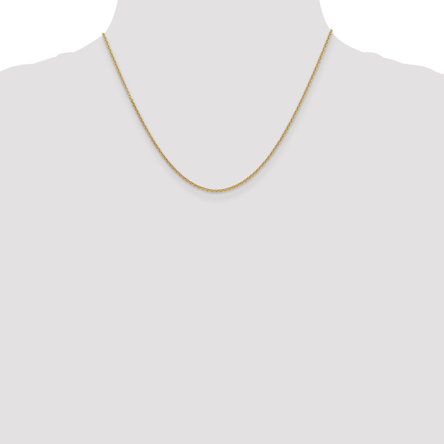 14K Gold Polished Cable Chain Necklace with Lobster Clasp for Women - 16