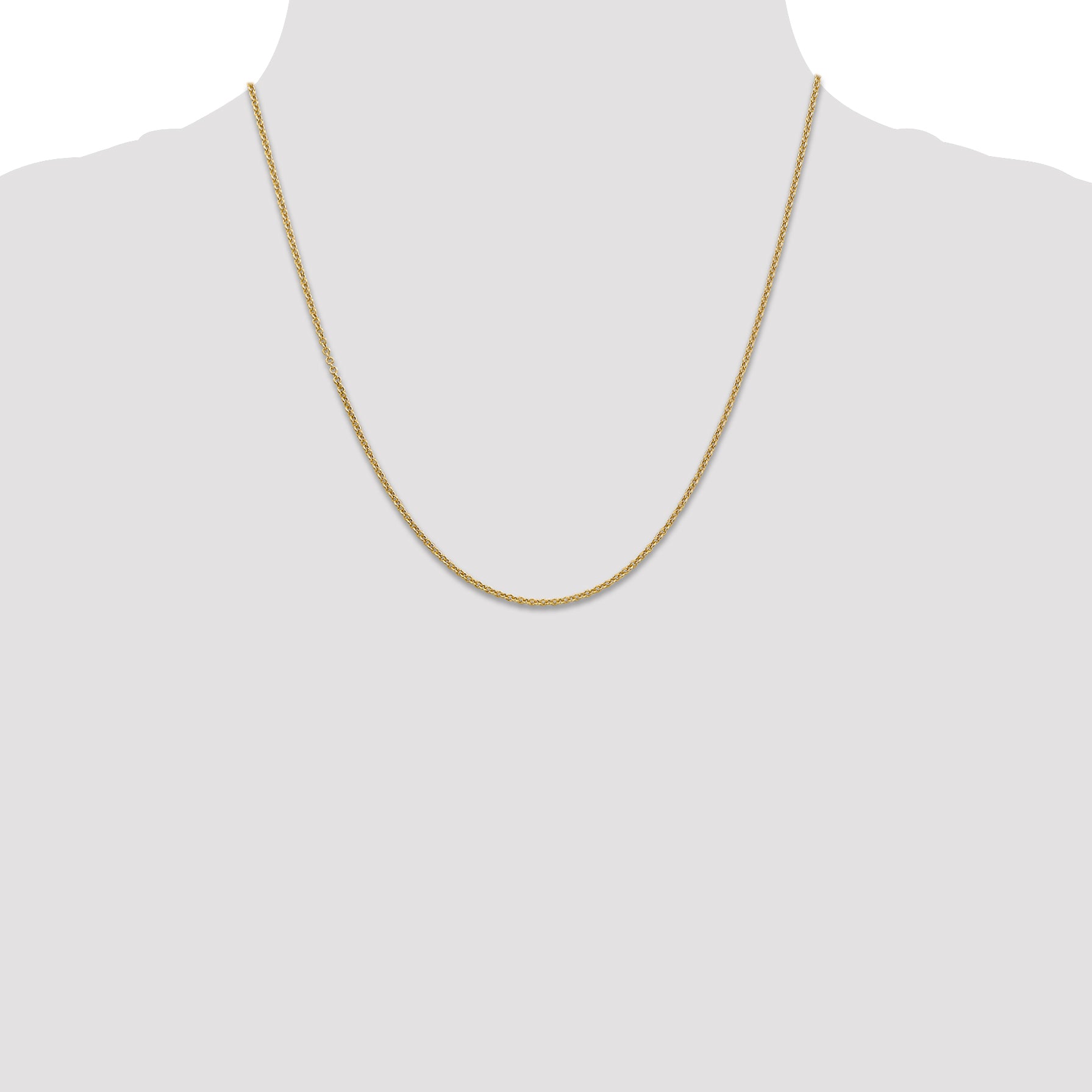 14K Gold Polished Cable Chain Necklace with Lobster Clasp for Women - 16