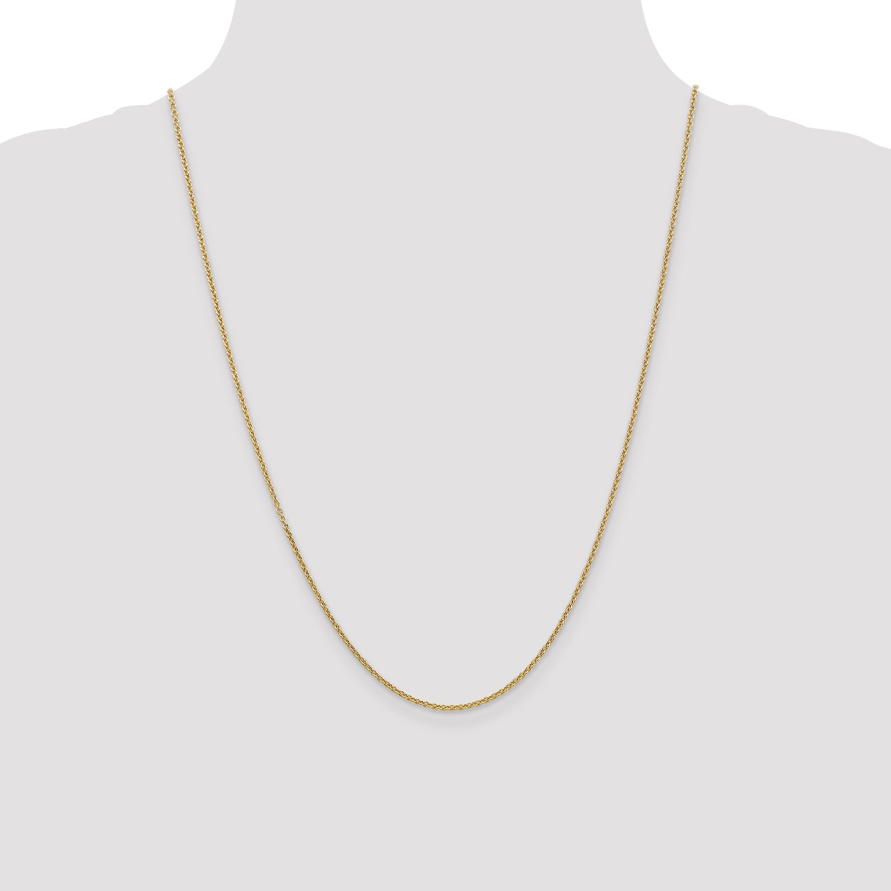 14K Gold Polished Cable Chain Necklace with Lobster Clasp for Women - 16