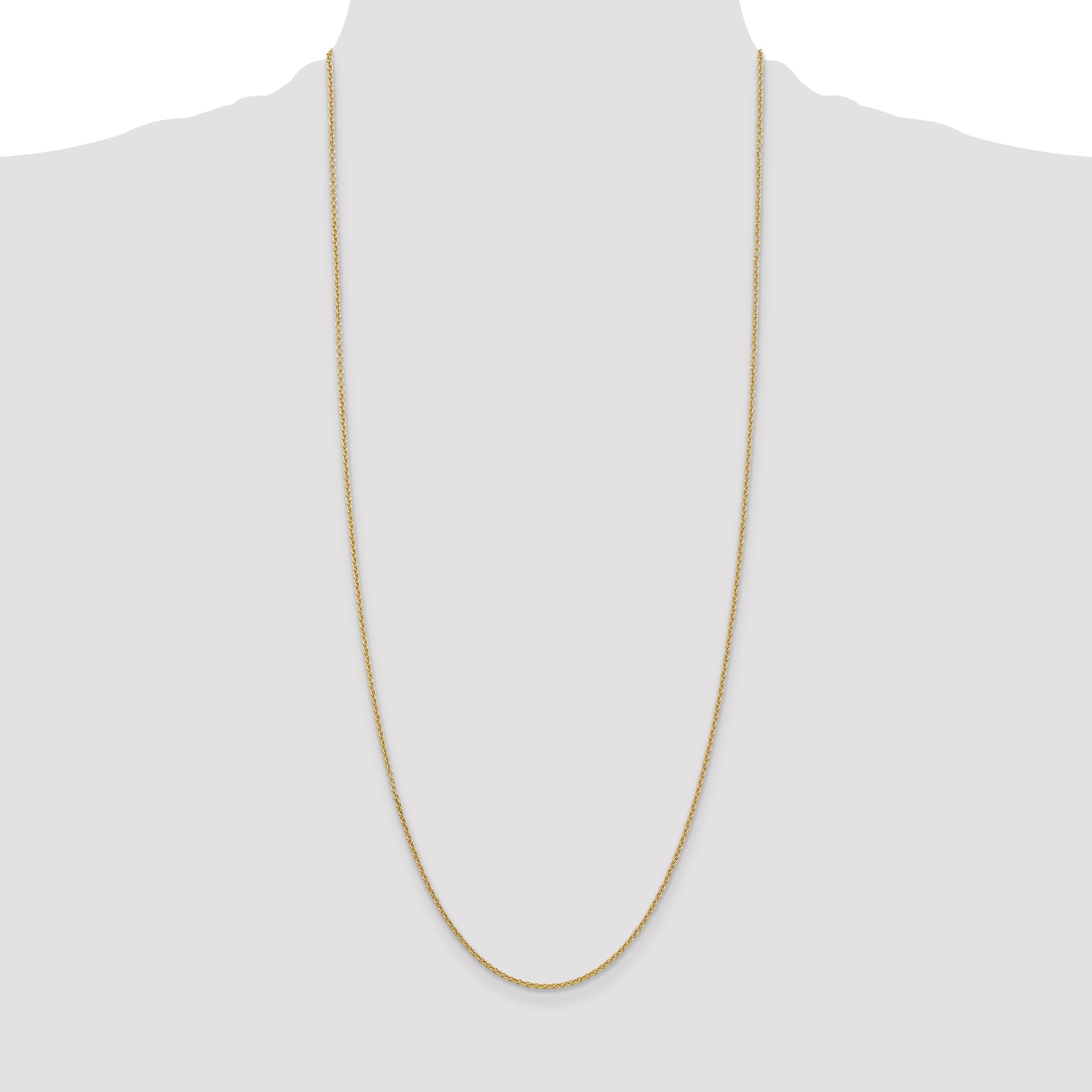 14K Gold Polished Cable Chain Necklace with Lobster Clasp for Women - 16