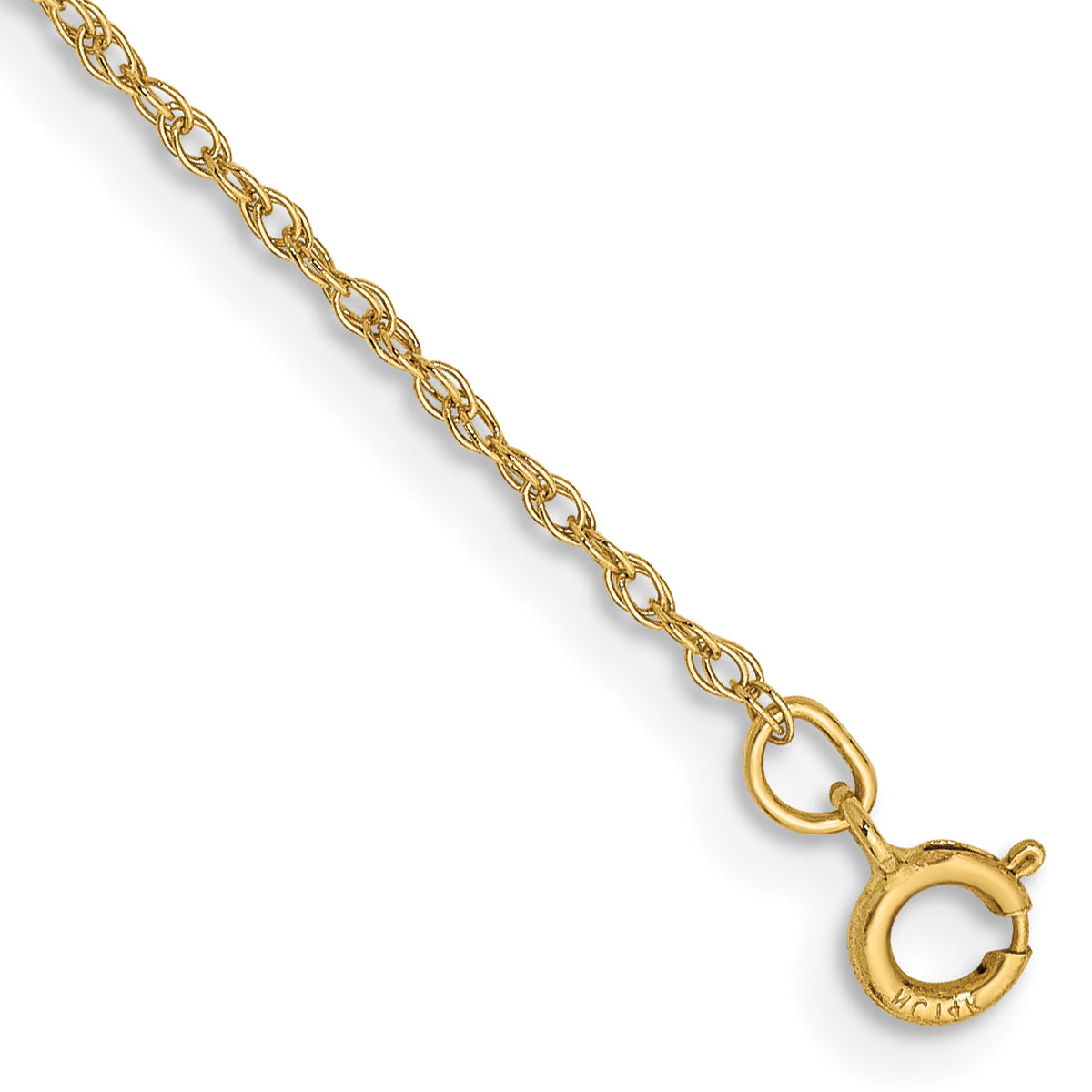 14K 6 inch .8mm Light Baby Rope with Spring Ring Clasp Chain