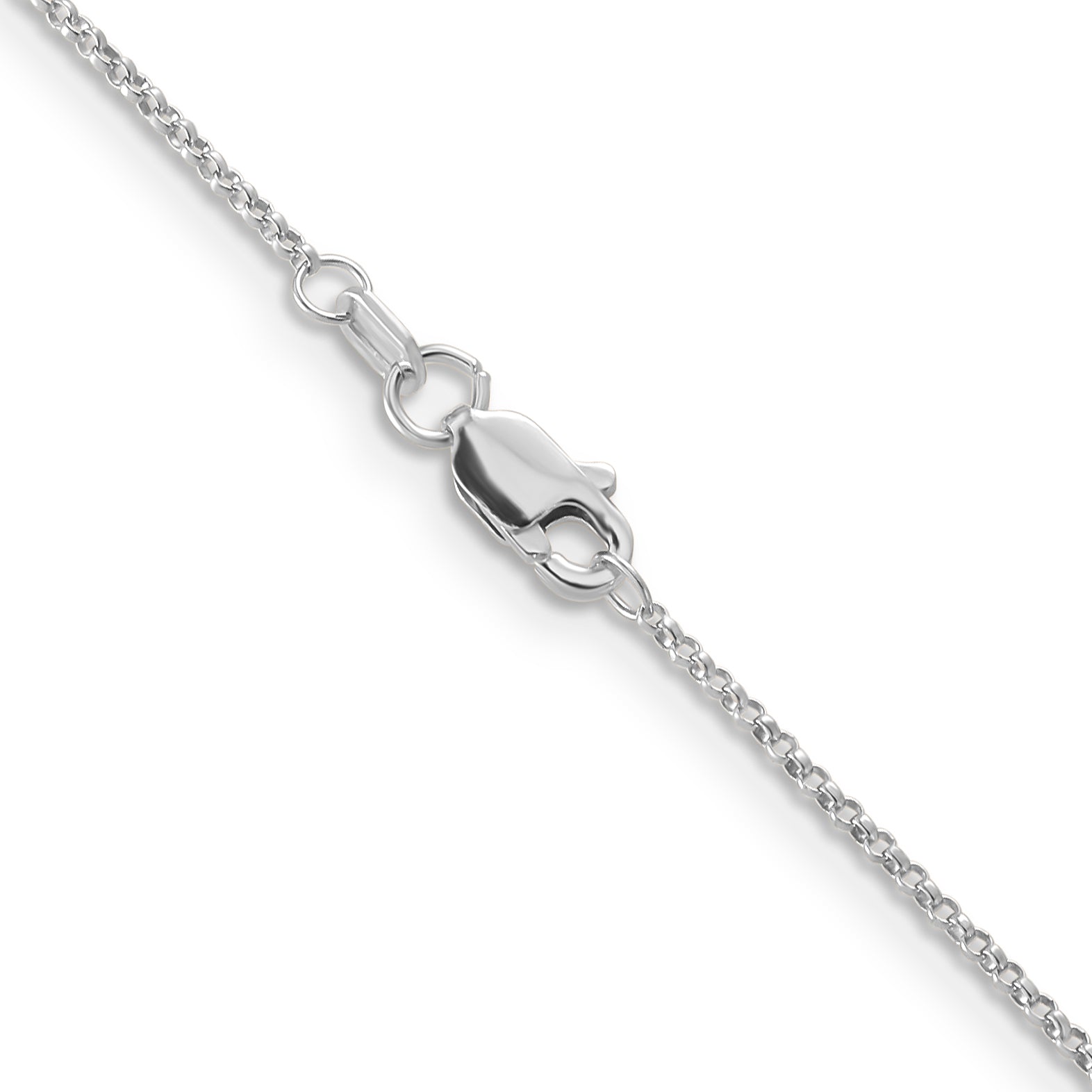 14K White Gold Polished Rolo Necklace with Lobster Clasp