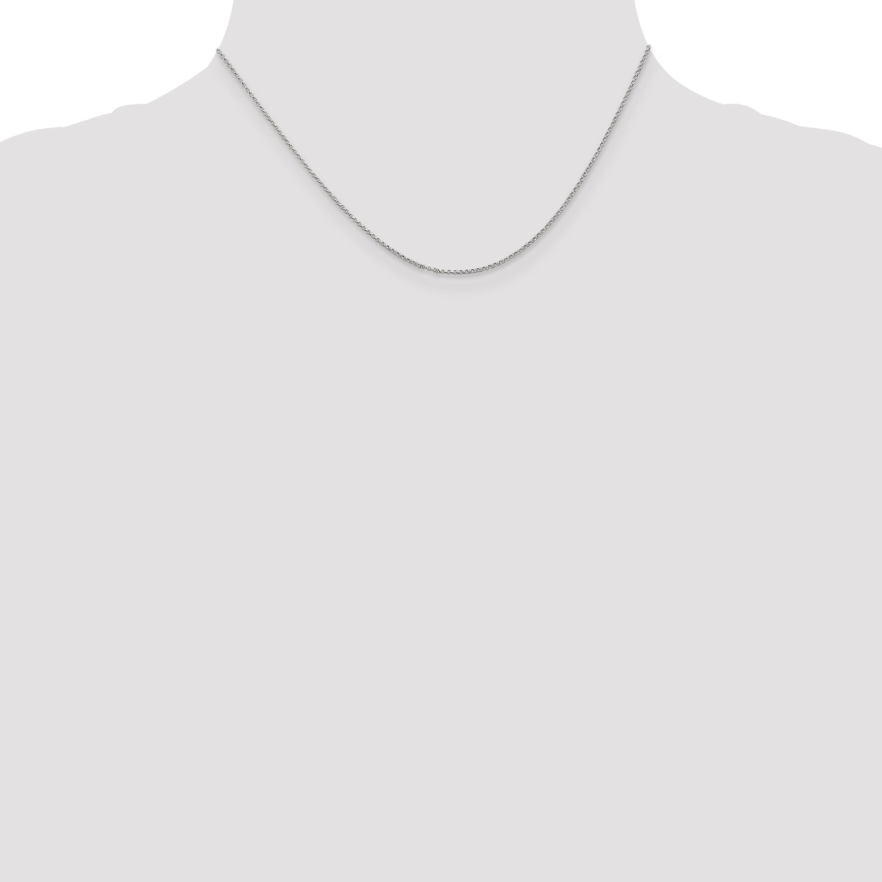 14K White Gold Polished Rolo Necklace with Lobster Clasp