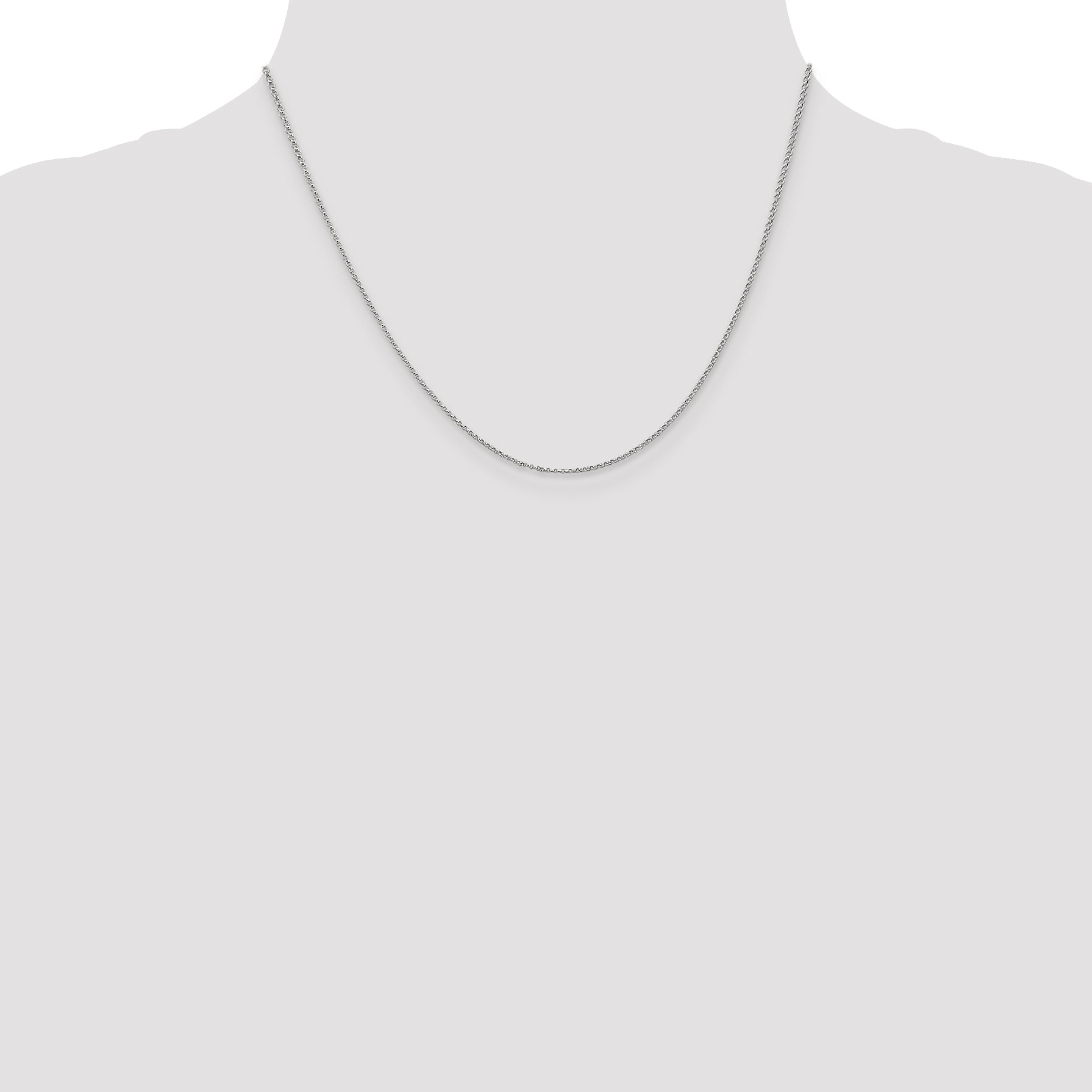 14K White Gold Polished Rolo Necklace with Lobster Clasp