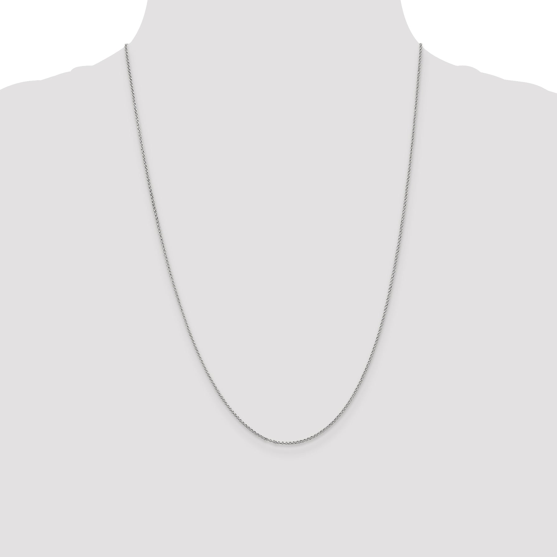 14K White Gold Polished Rolo Necklace with Lobster Clasp