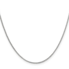 14K White Gold Polished Rolo Chain Necklace with Rhodium Finish