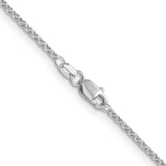14K White Gold Polished Rolo Chain Necklace with Rhodium Finish