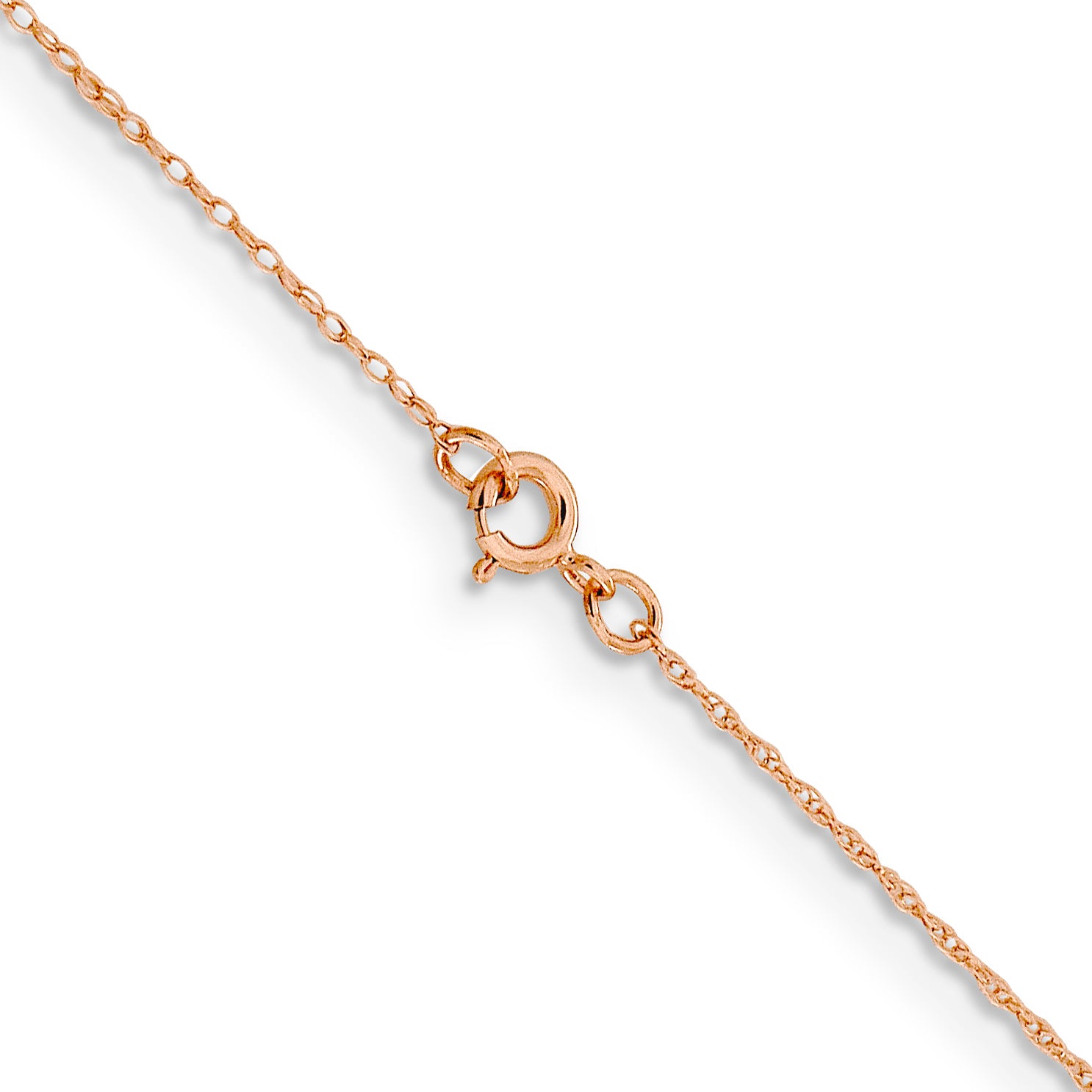 14K Rose Gold 13 inch .5mm Baby Rope with Spring Ring Clasp Chain