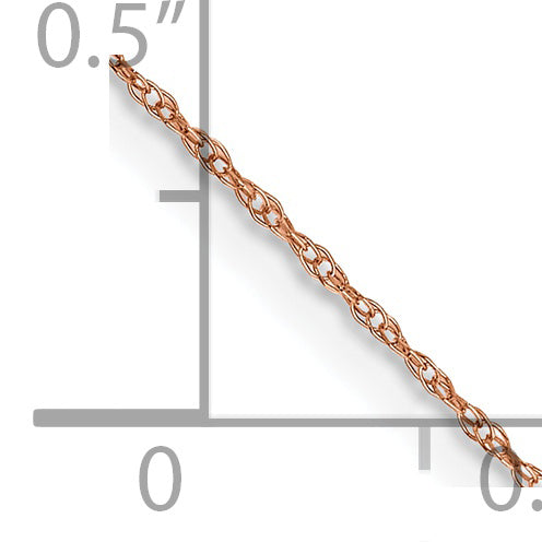 14K Rose Gold 13 inch .5mm Baby Rope with Spring Ring Clasp Chain