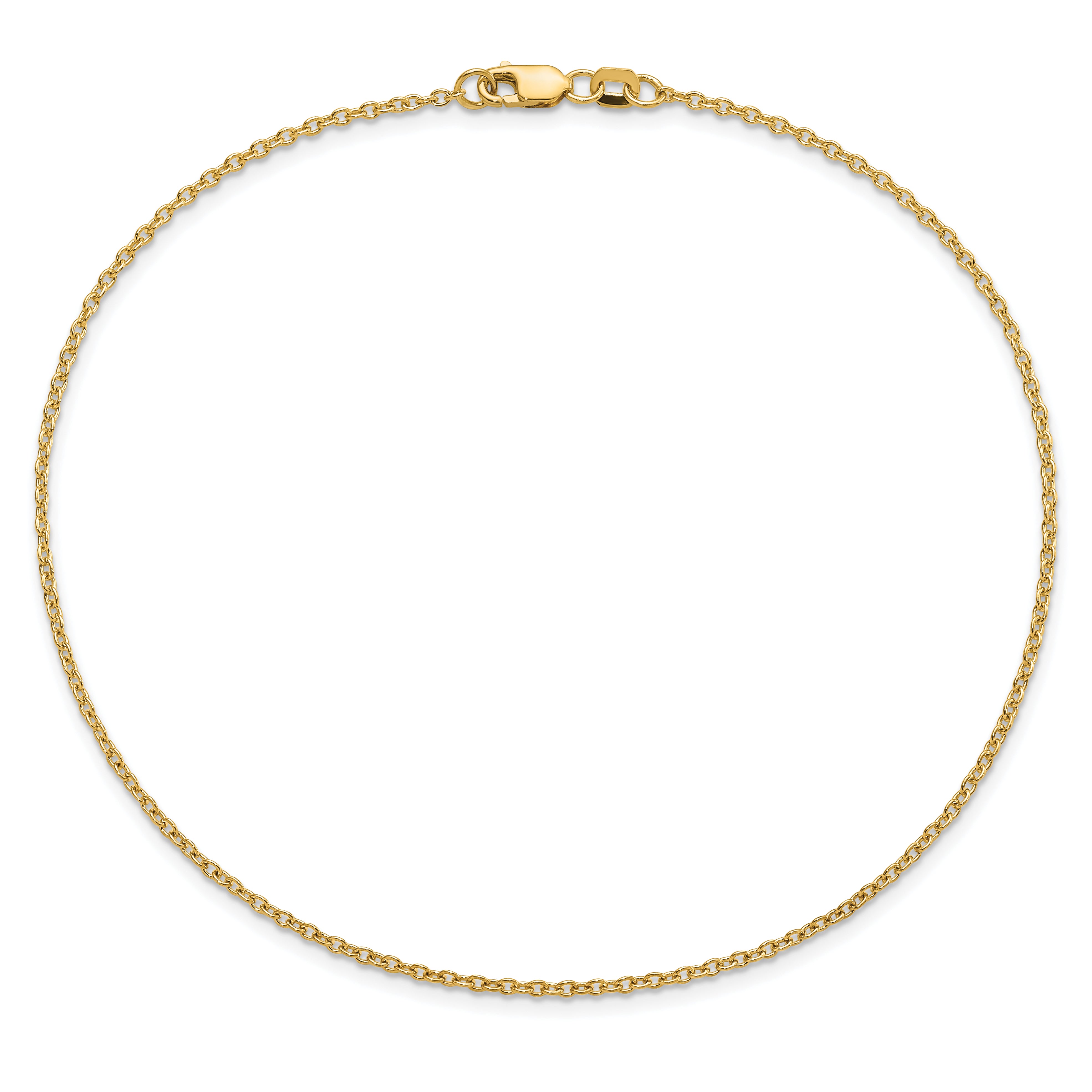 14K 10 inch 1.4mm Forzantine Cable with Lobster Clasp Anklet