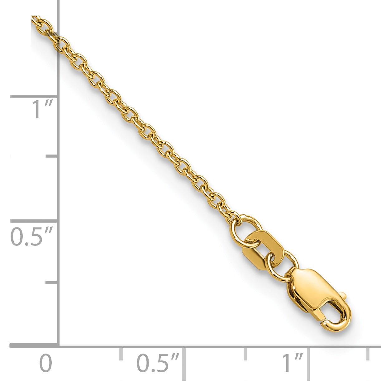 14K 10 inch 1.4mm Forzantine Cable with Lobster Clasp Anklet