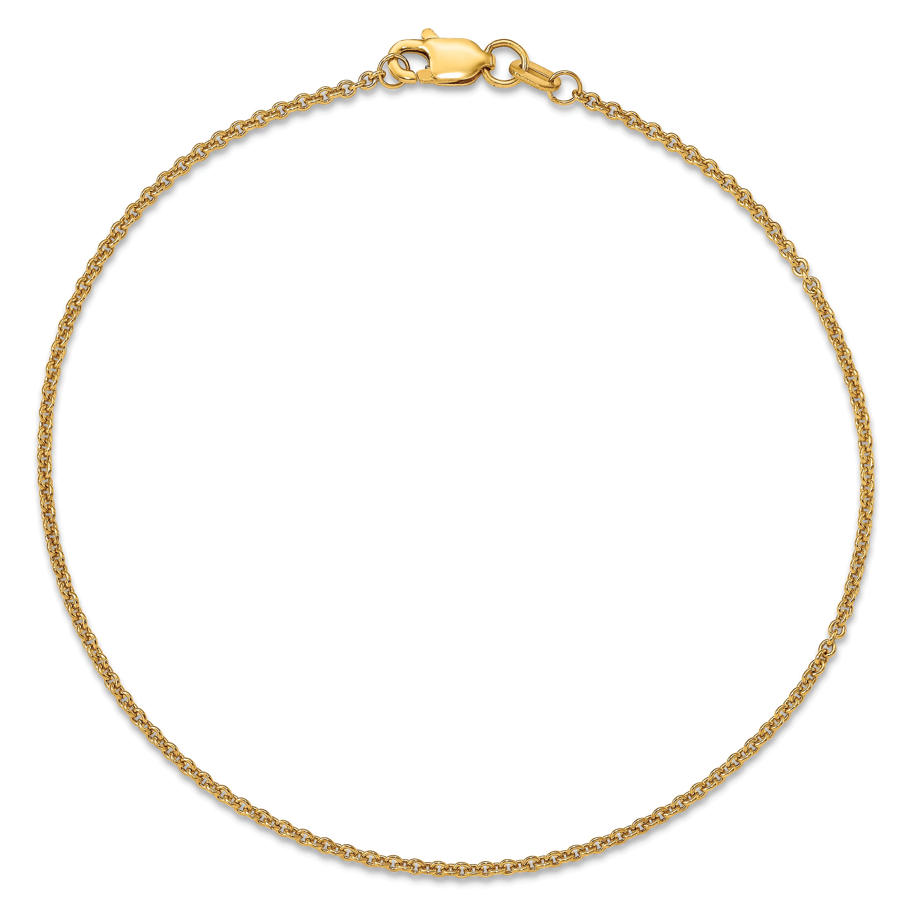 14K 9 inch 1.4mm Round Open Link Cable with Lobster Clasp Anklet Secondary image